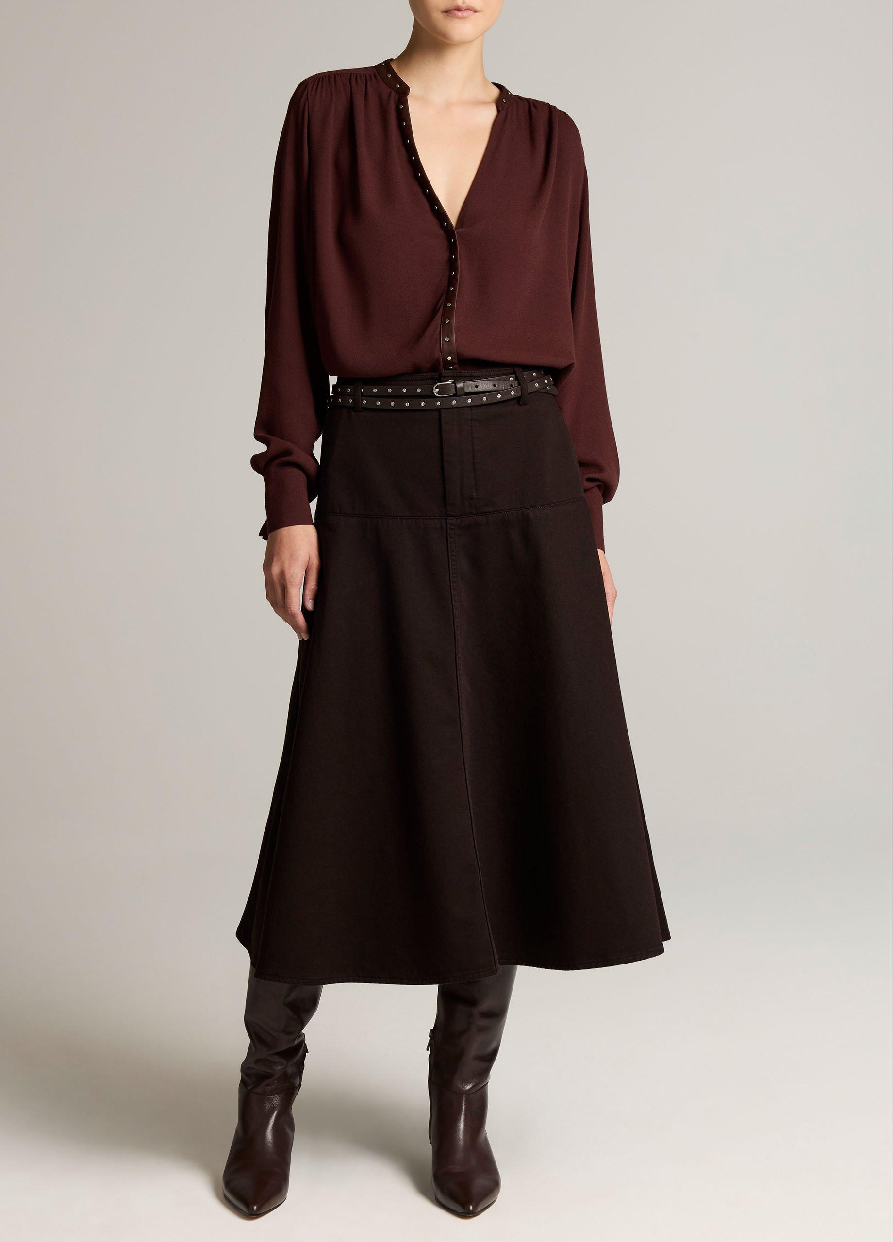 Studded Crepe Long-Sleeve Top image number 3