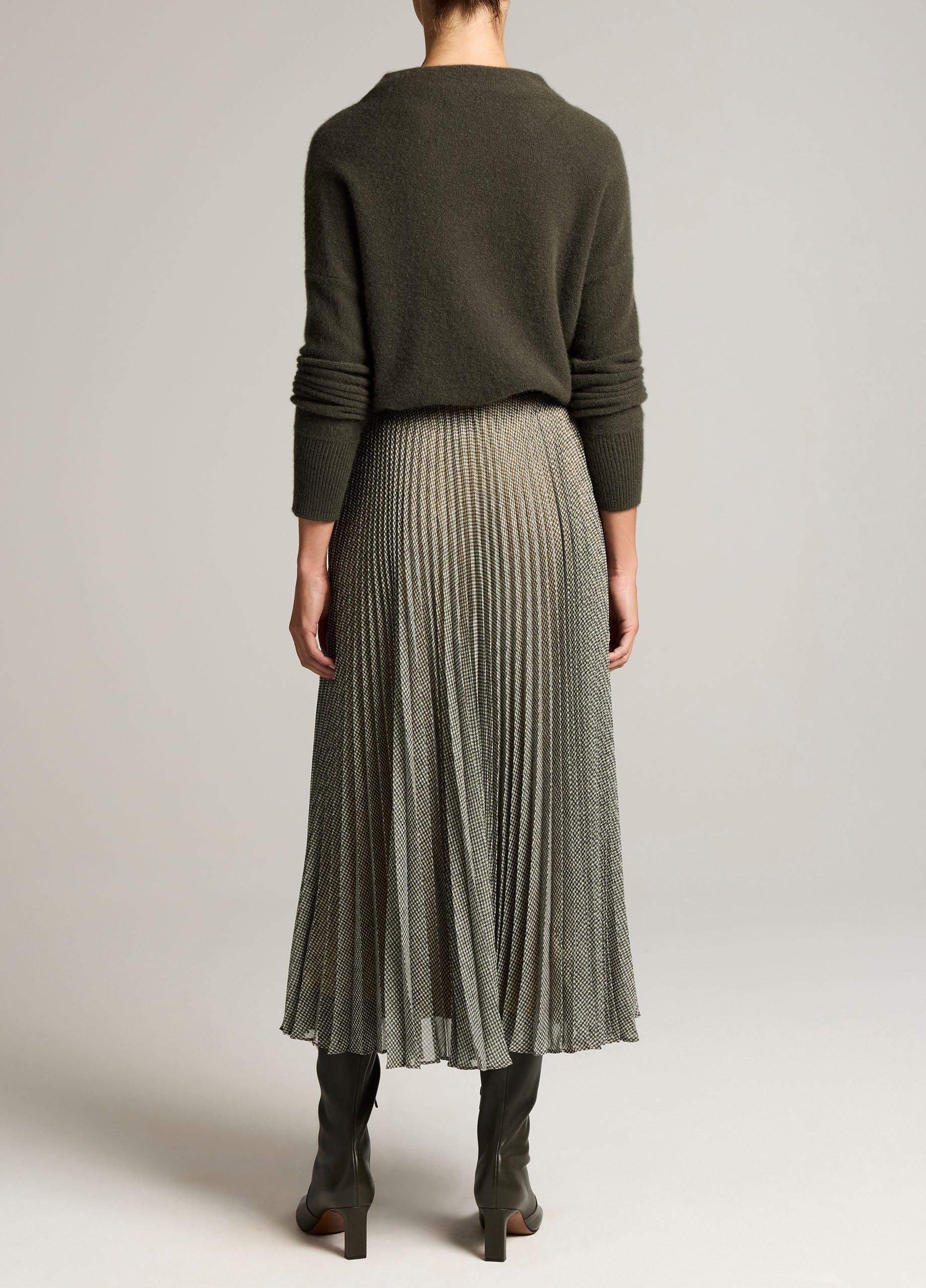Sheer Houndstooth Pleated Pull-On Skirt image number 2