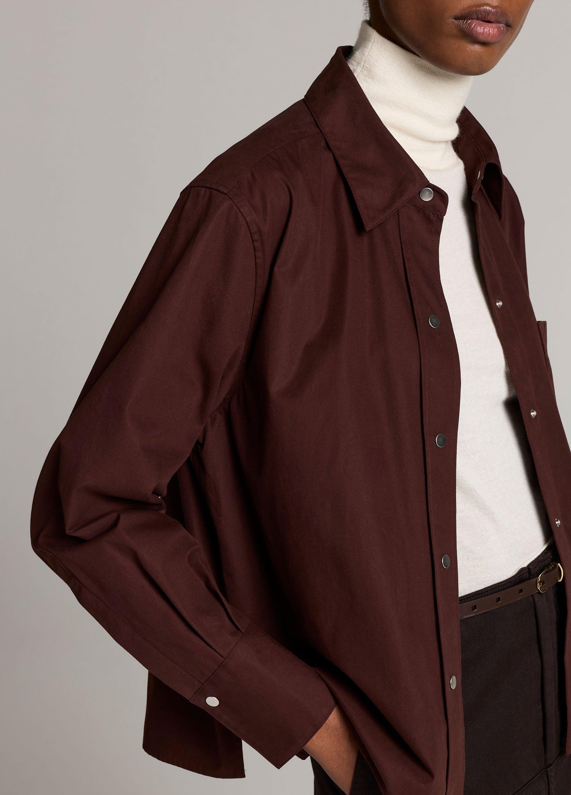 Cotton Metal-Snap Long-Sleeve Shirt image number 1