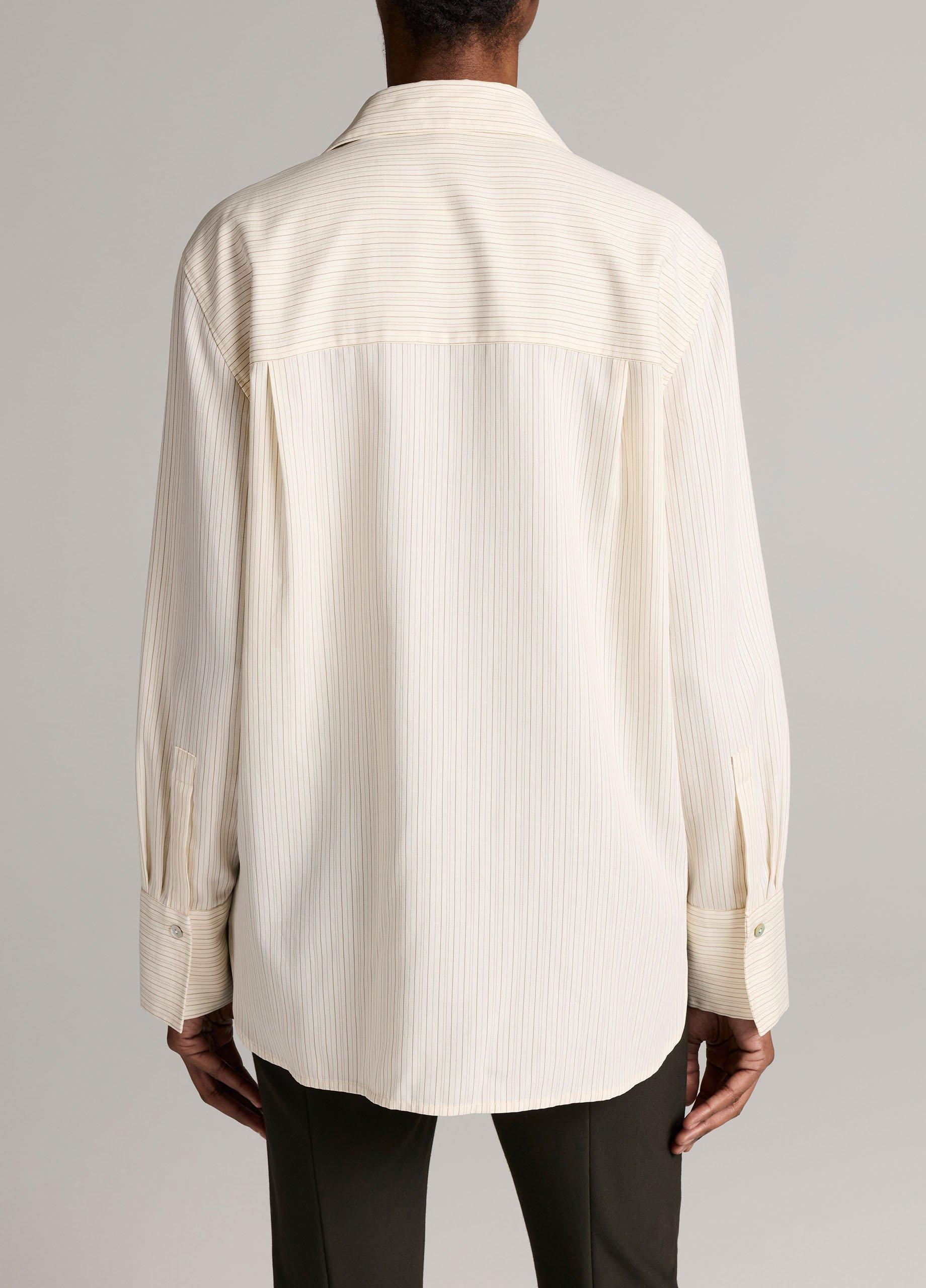 Striped Twill Button-Front Shirt image number 2