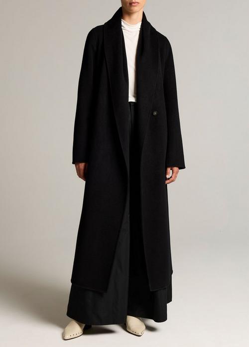 Wool-Cashmere Shawl-Collar Long Coat