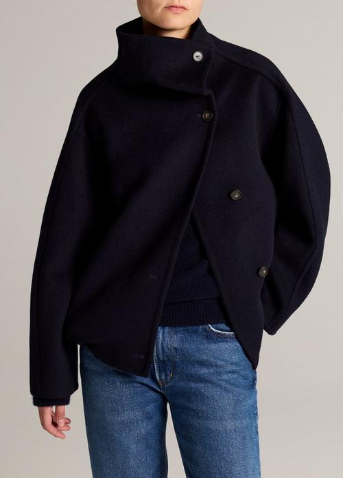 Wool-Cashmere Funnel-Neck Jacket