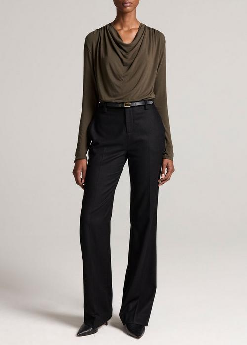 Simone Mid-Rise Italian Flannel Slim Flare Pant