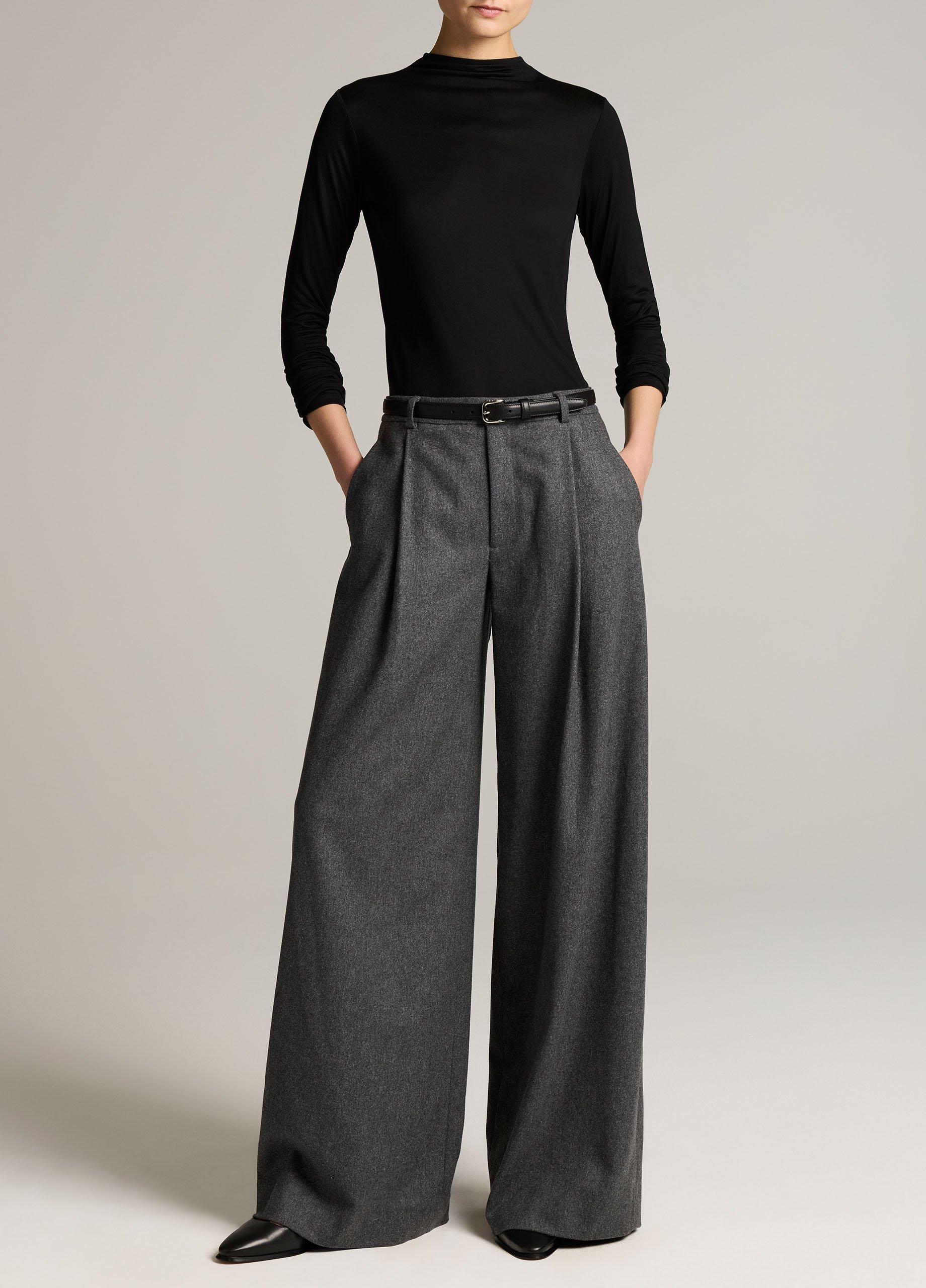 Camille Italian Wool-Blend Flannel Wide-Leg Trouser image number 0