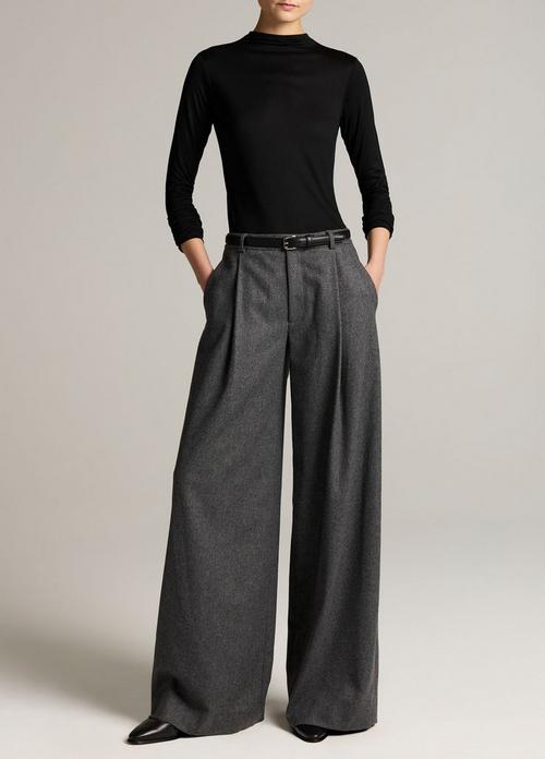 Camille Italian Wool-Blend Flannel Wide-Leg Trouser