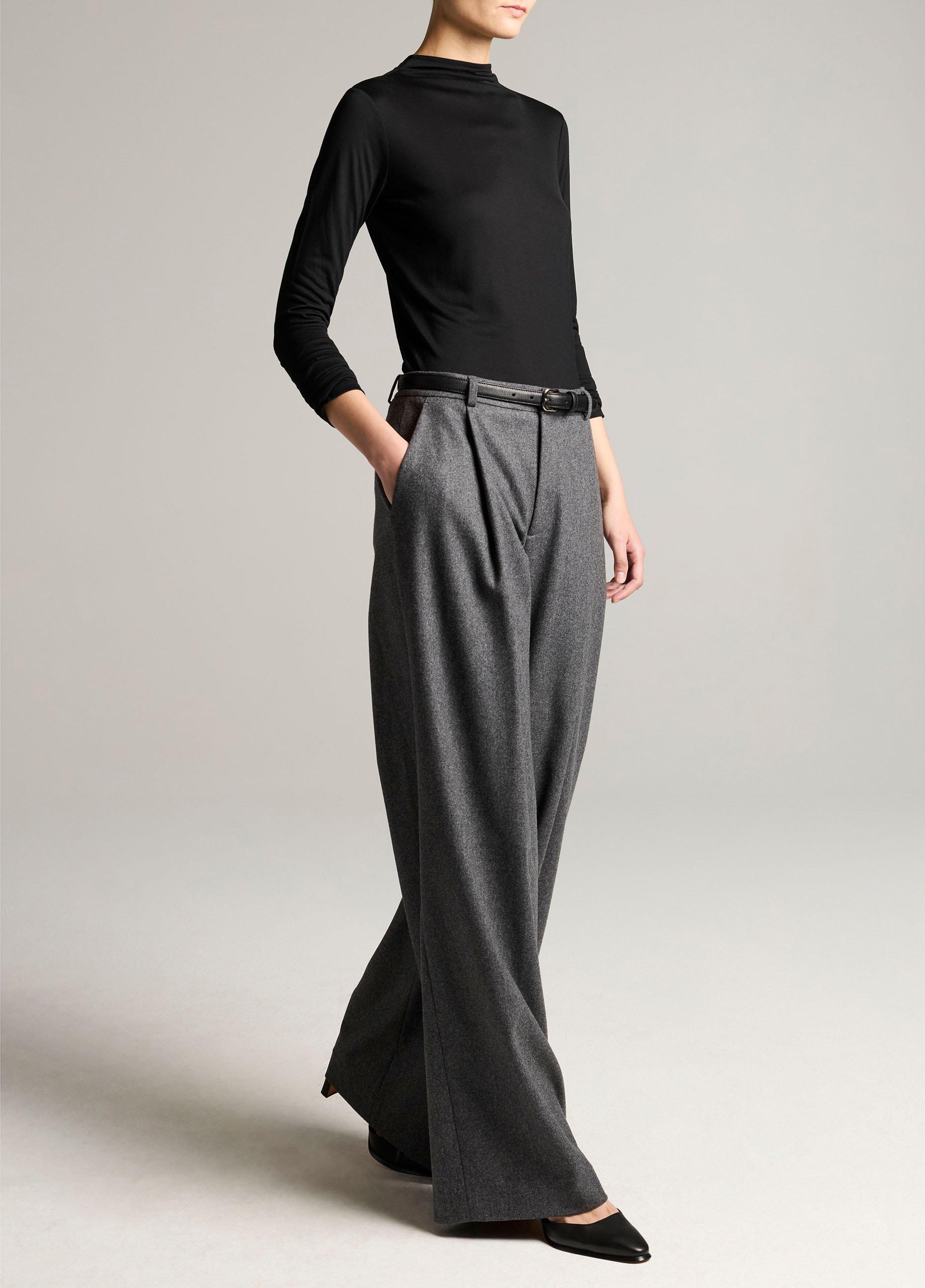 Camille Italian Wool-Blend Flannel Wide-Leg Trouser image number 1