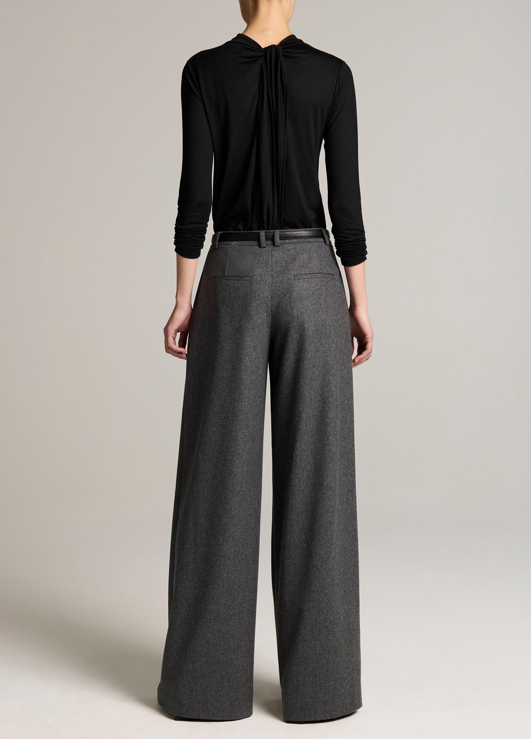 Camille Italian Wool-Blend Flannel Wide-Leg Trouser image number 2