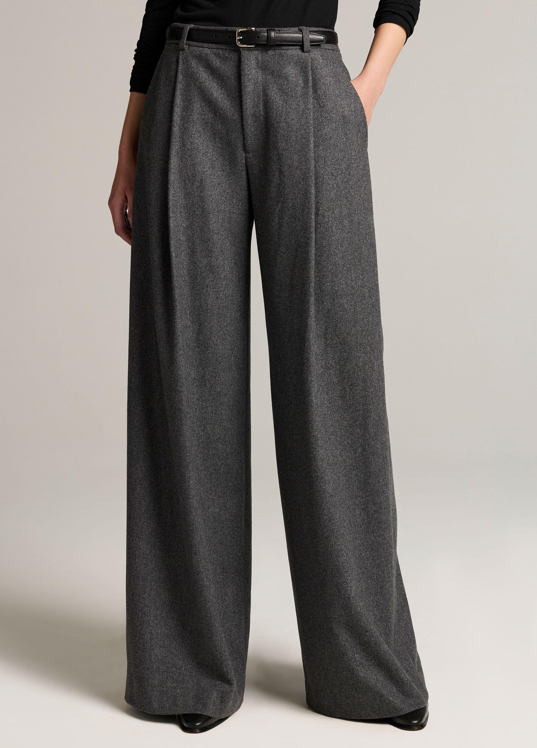 Camille Italian Wool-Blend Flannel Wide-Leg Trouser image number 3