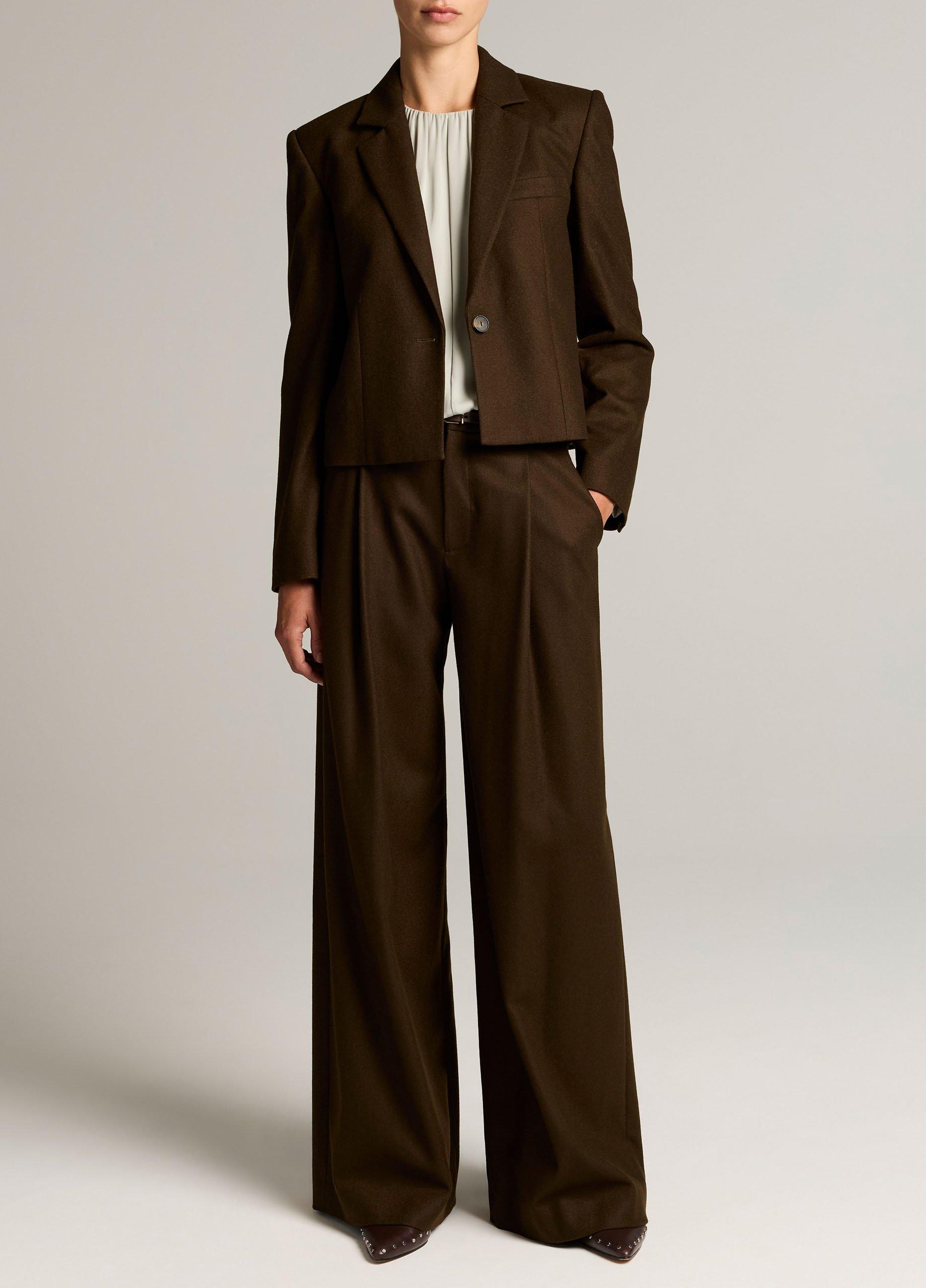 Camille Italian Wool-Blend Flannel Wide-Leg Trouser image number 0