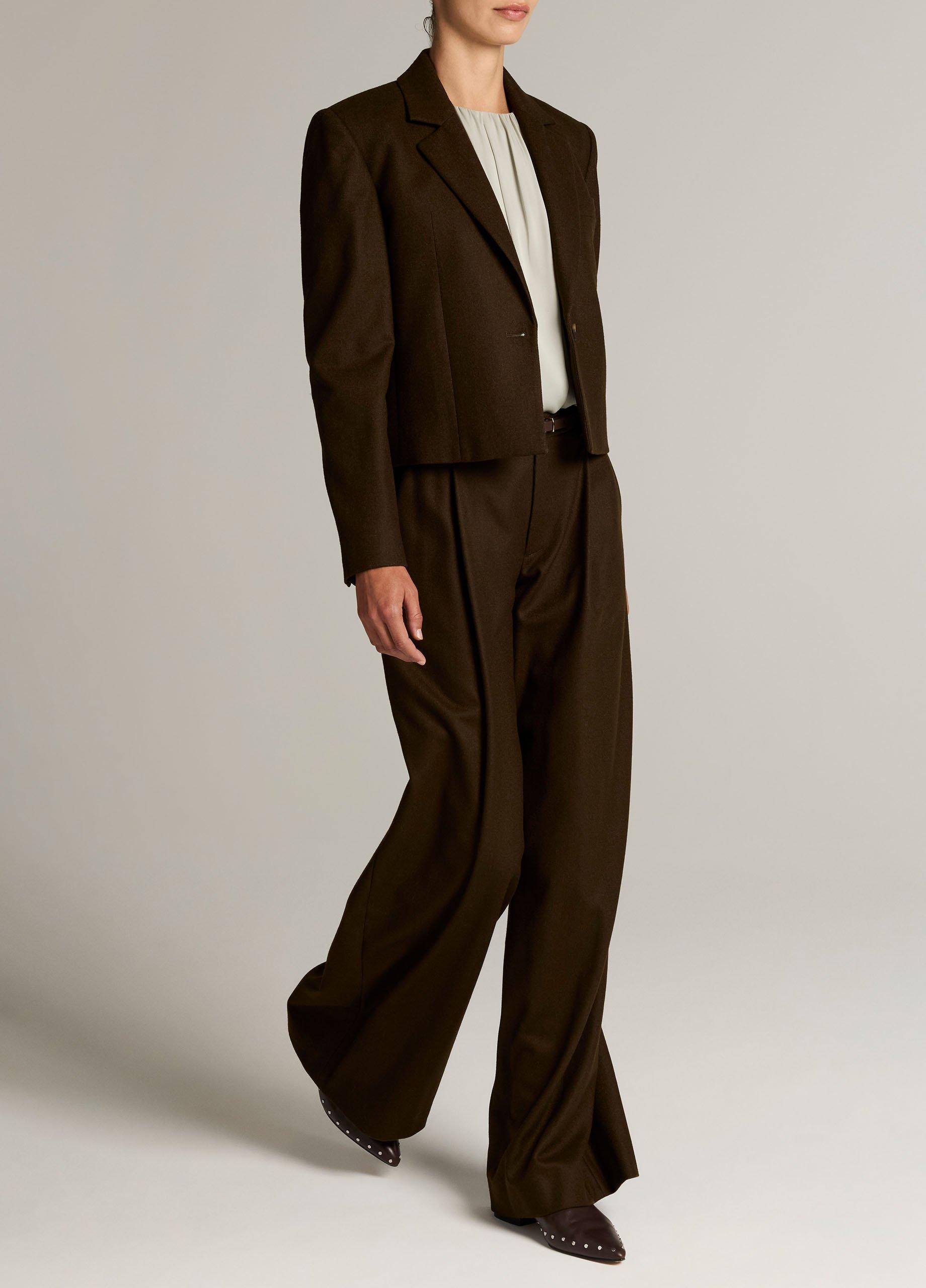 Camille Italian Wool-Blend Flannel Wide-Leg Trouser image number 1