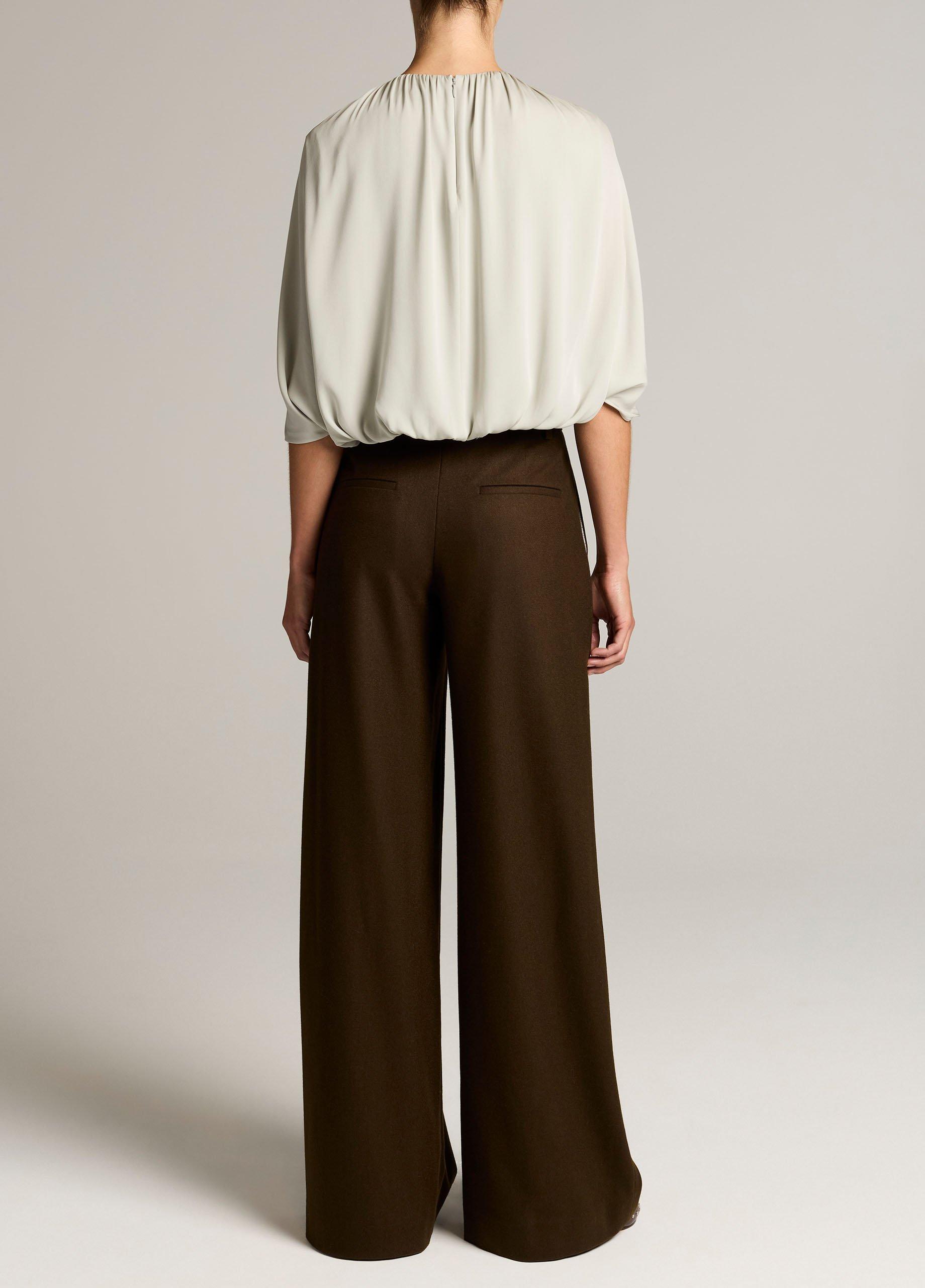 Camille Italian Wool-Blend Flannel Wide-Leg Trouser image number 2