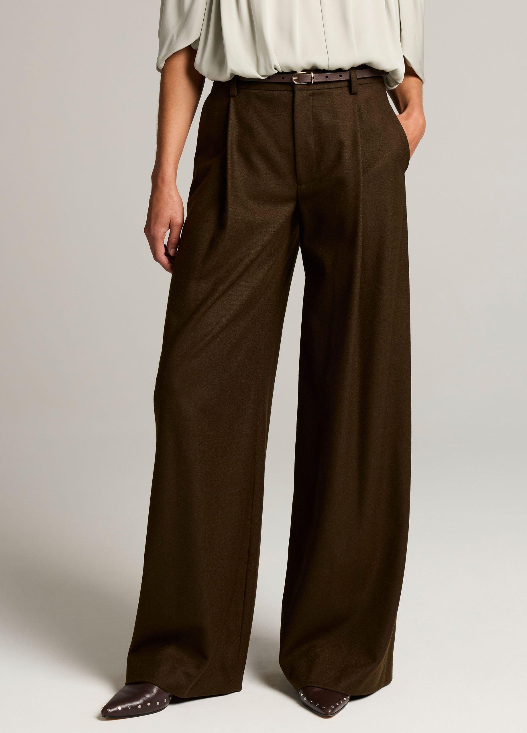 Camille Italian Wool-Blend Flannel Wide-Leg Trouser image number 3