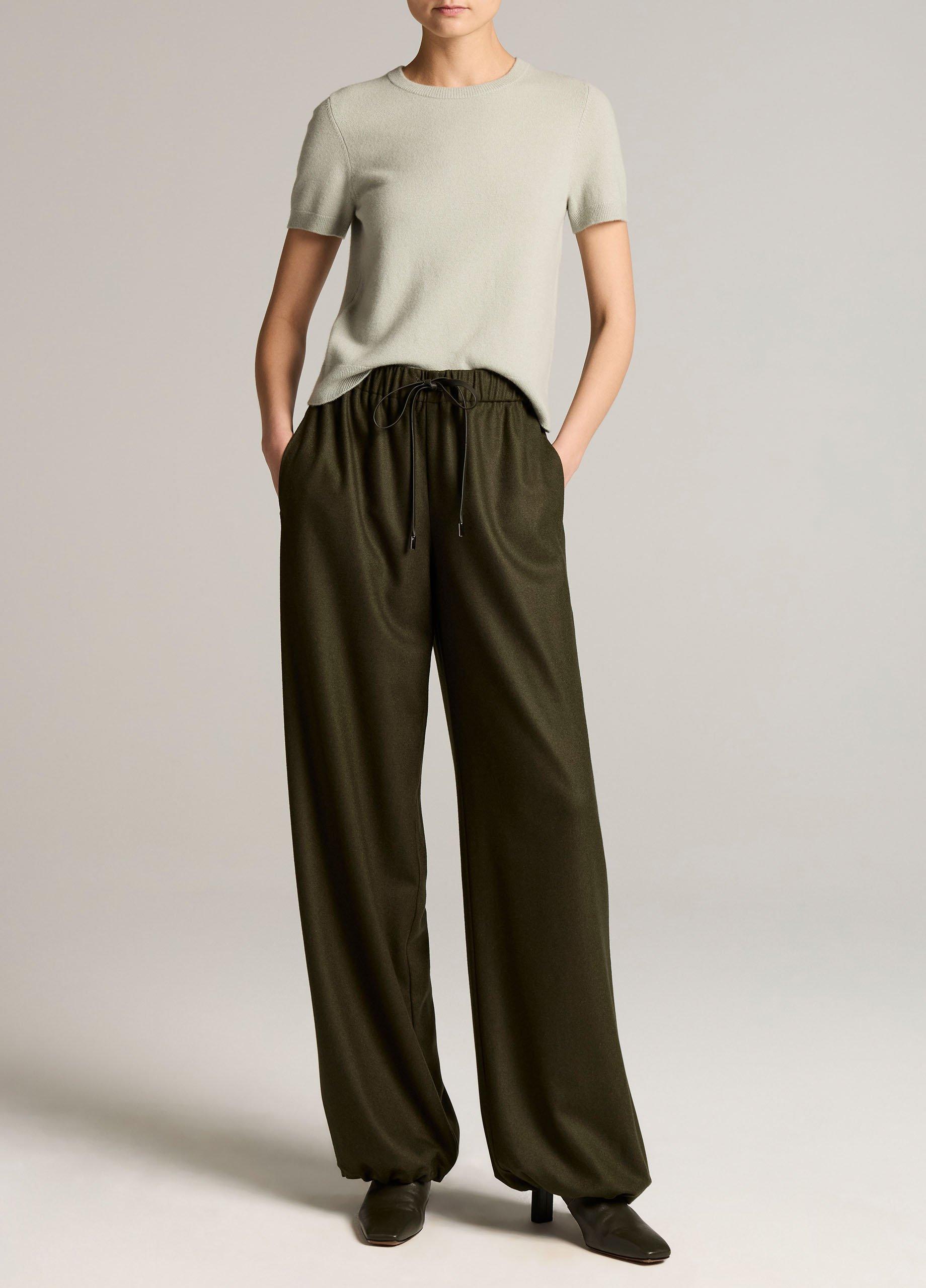Italian Wool-Blend Flannel Drawstring Pant image number 0