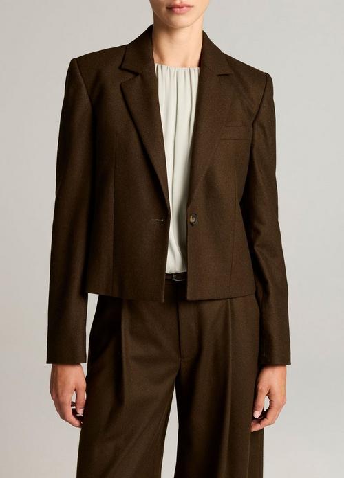 Italian Wool-Blend Flannel Short Blazer