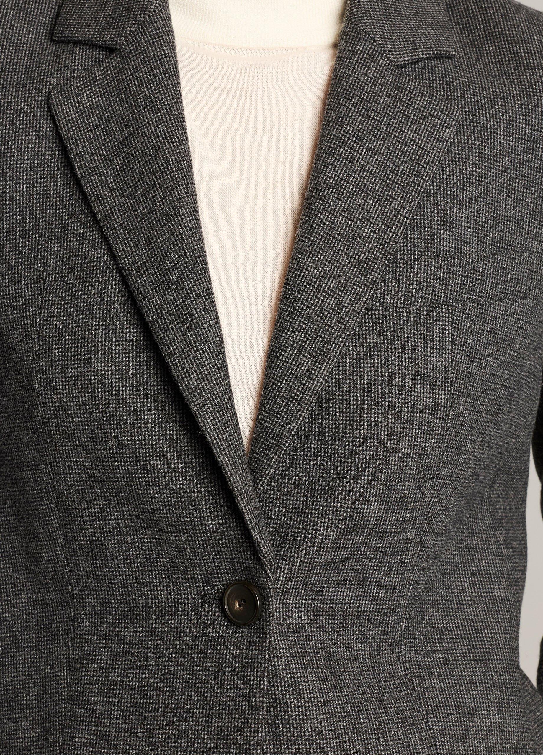 Micro-Houndstooth Italian Wool-Blend Flannel Short Blazer image number 1