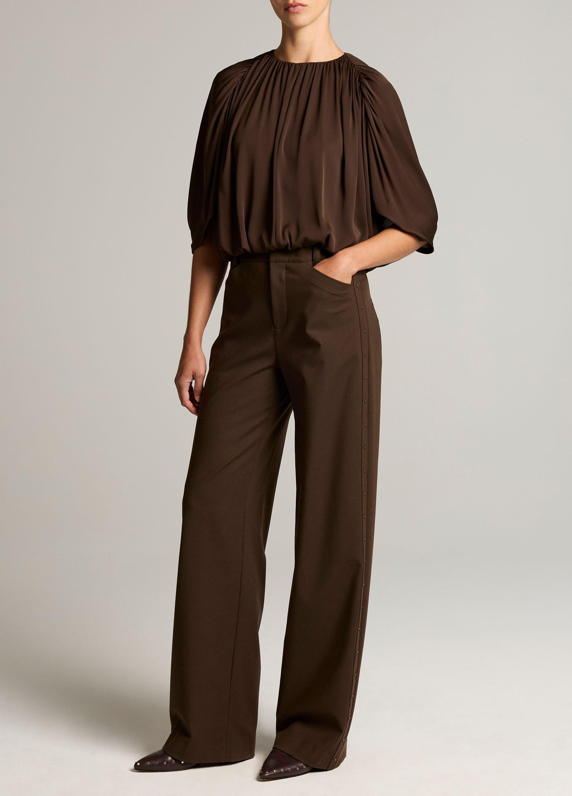 Studded Mid-Rise Wide-Leg Trouser image number 0