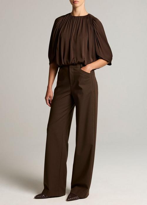 Studded Mid-Rise Wide-Leg Trouser
