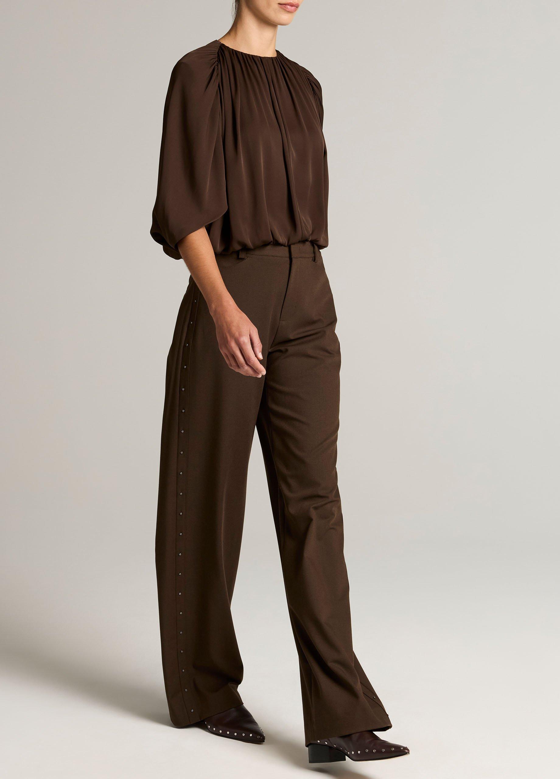 Studded Mid-Rise Wide-Leg Trouser image number 1