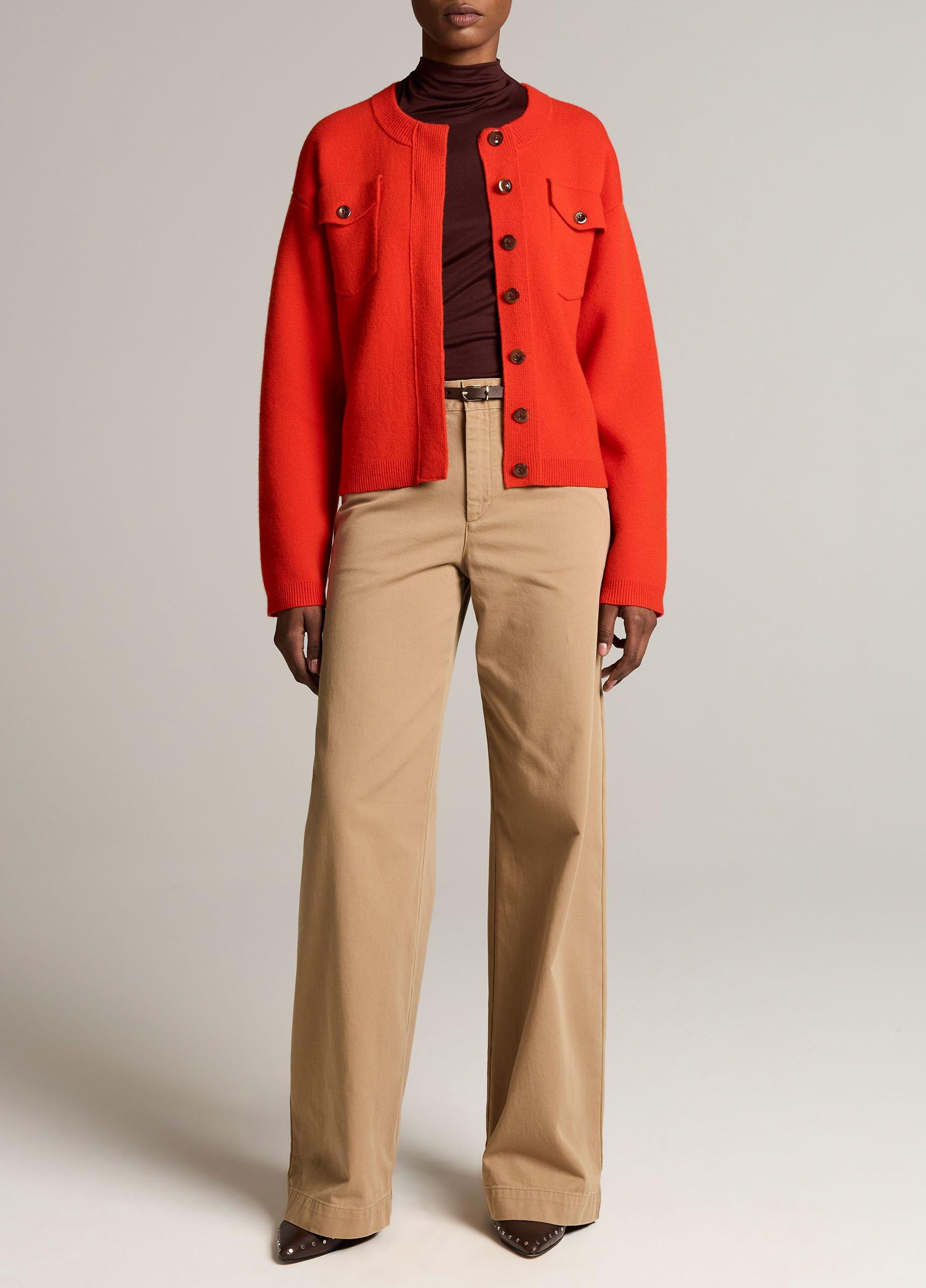 Washed Cotton Twill Mid-Rise Wide-Leg Pant image number 0
