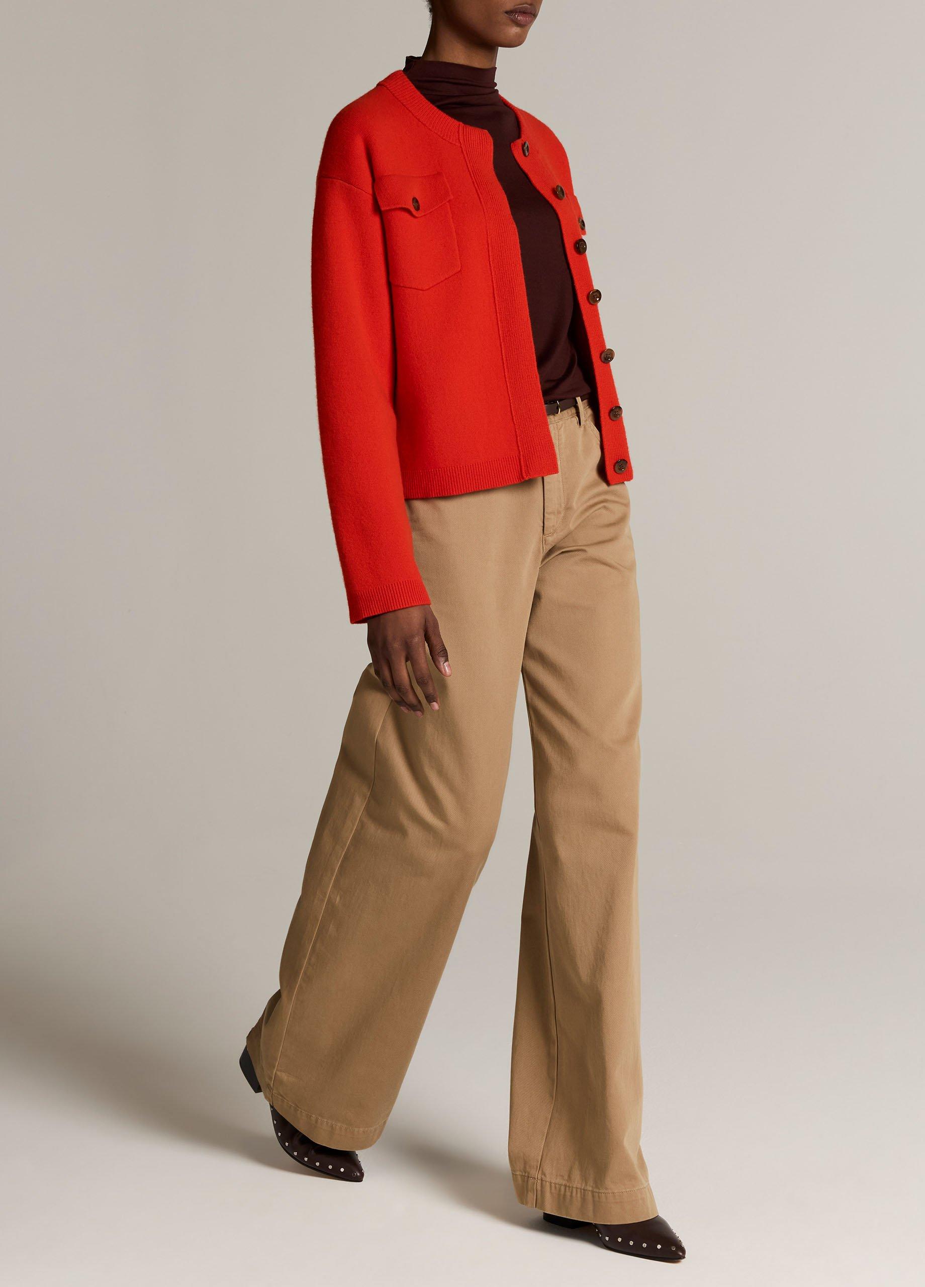 Washed Cotton Twill Mid-Rise Wide-Leg Pant image number 1