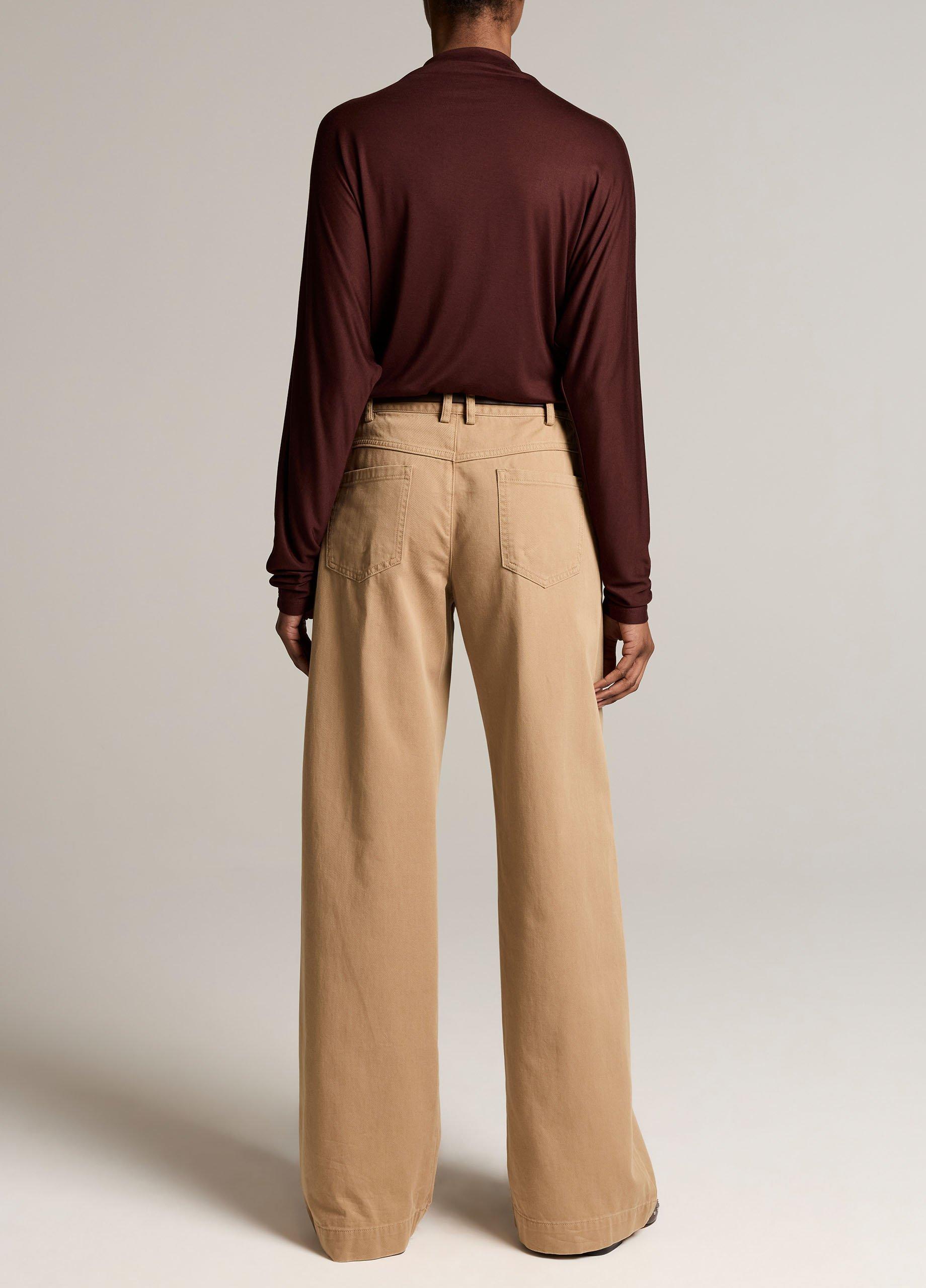 Washed Cotton Twill Mid-Rise Wide-Leg Pant image number 2