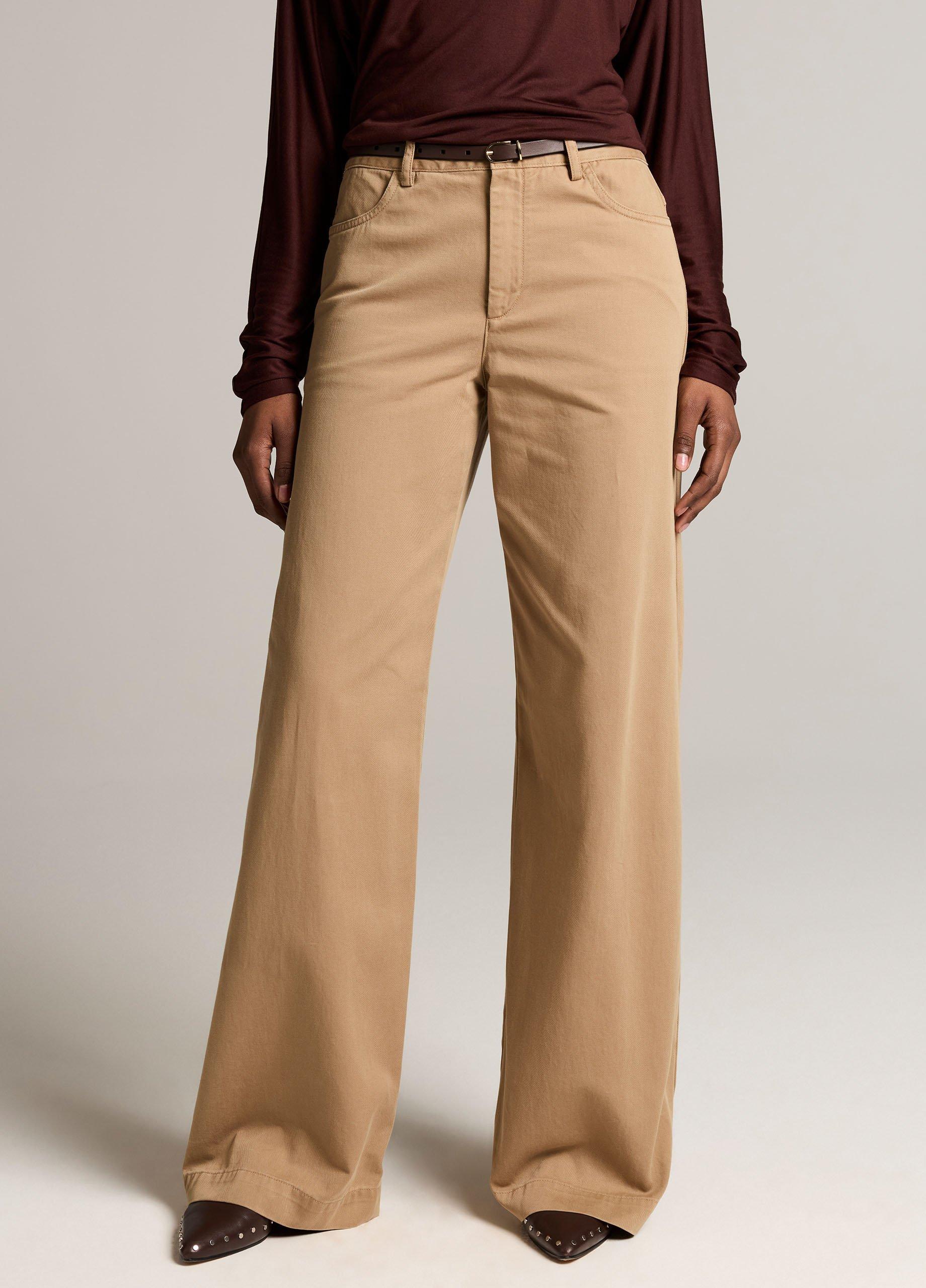 Washed Cotton Twill Mid-Rise Wide-Leg Pant image number 3