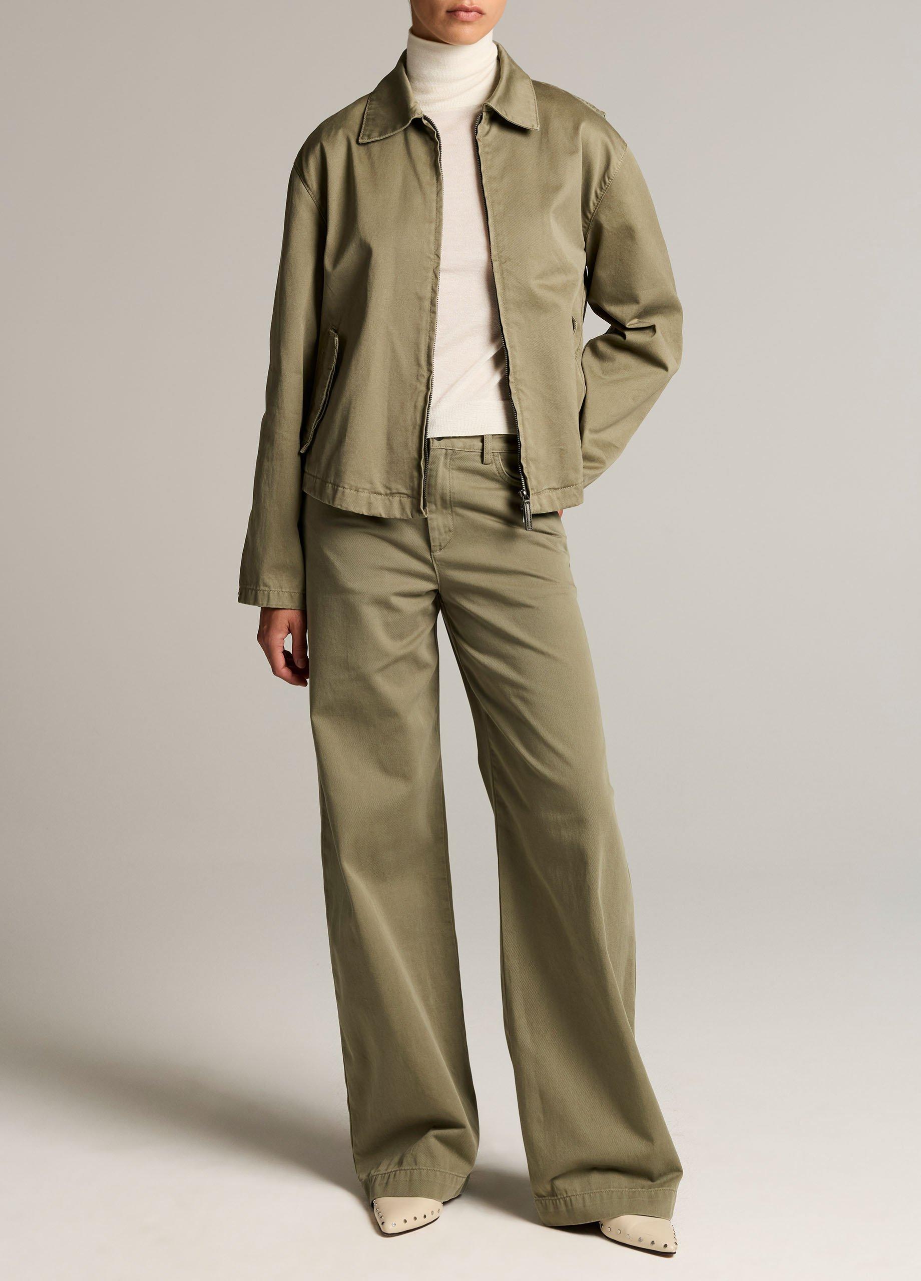 Washed Cotton Twill Mid-Rise Wide-Leg Pant image number 0