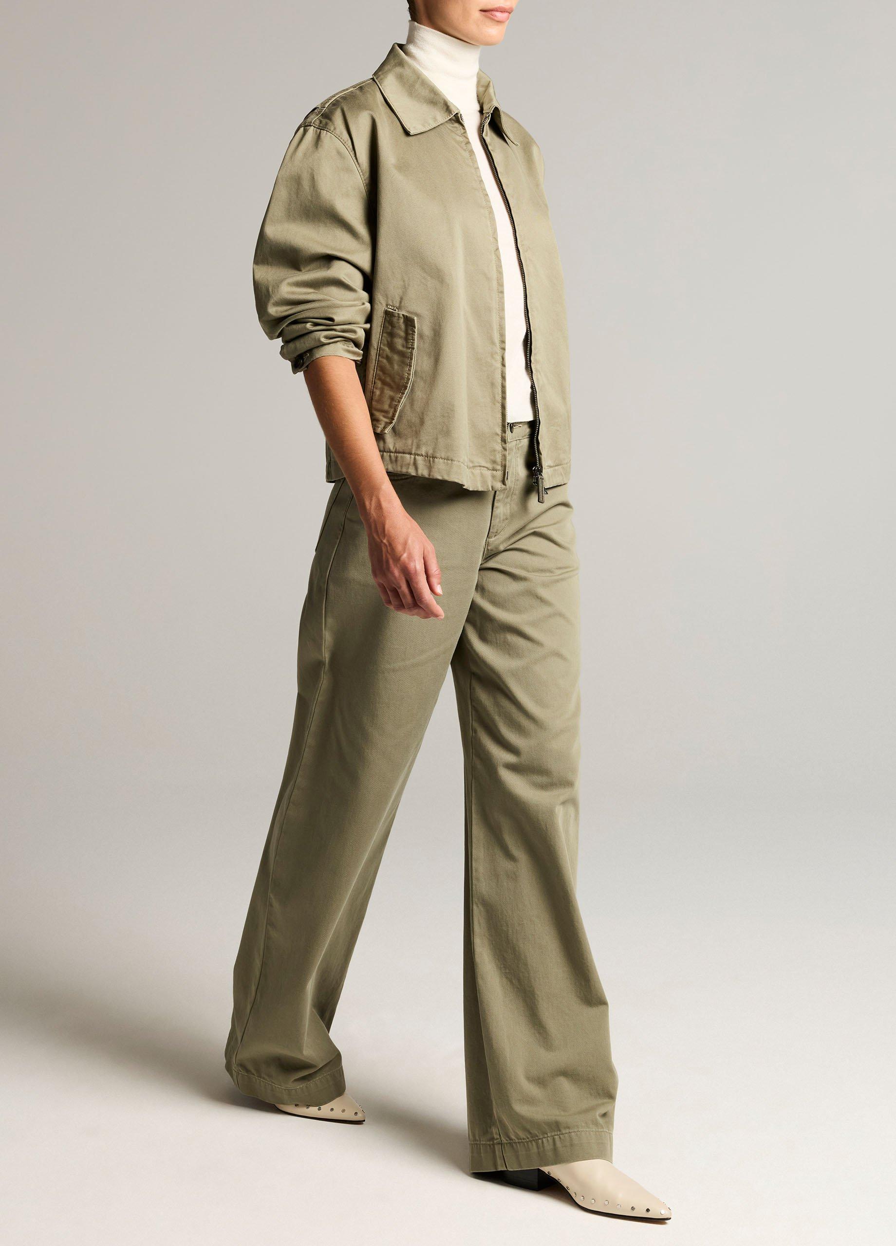 Washed Cotton Twill Mid-Rise Wide-Leg Pant image number 1