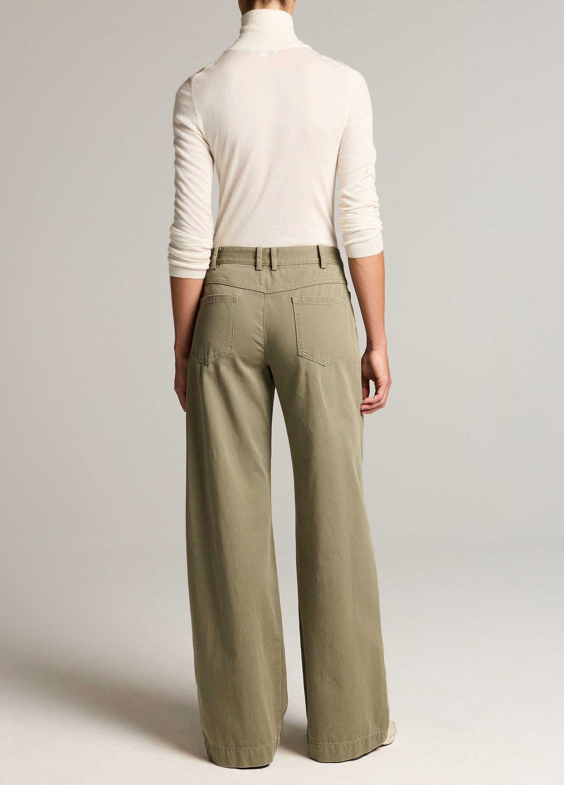 Washed Cotton Twill Mid-Rise Wide-Leg Pant image number 2