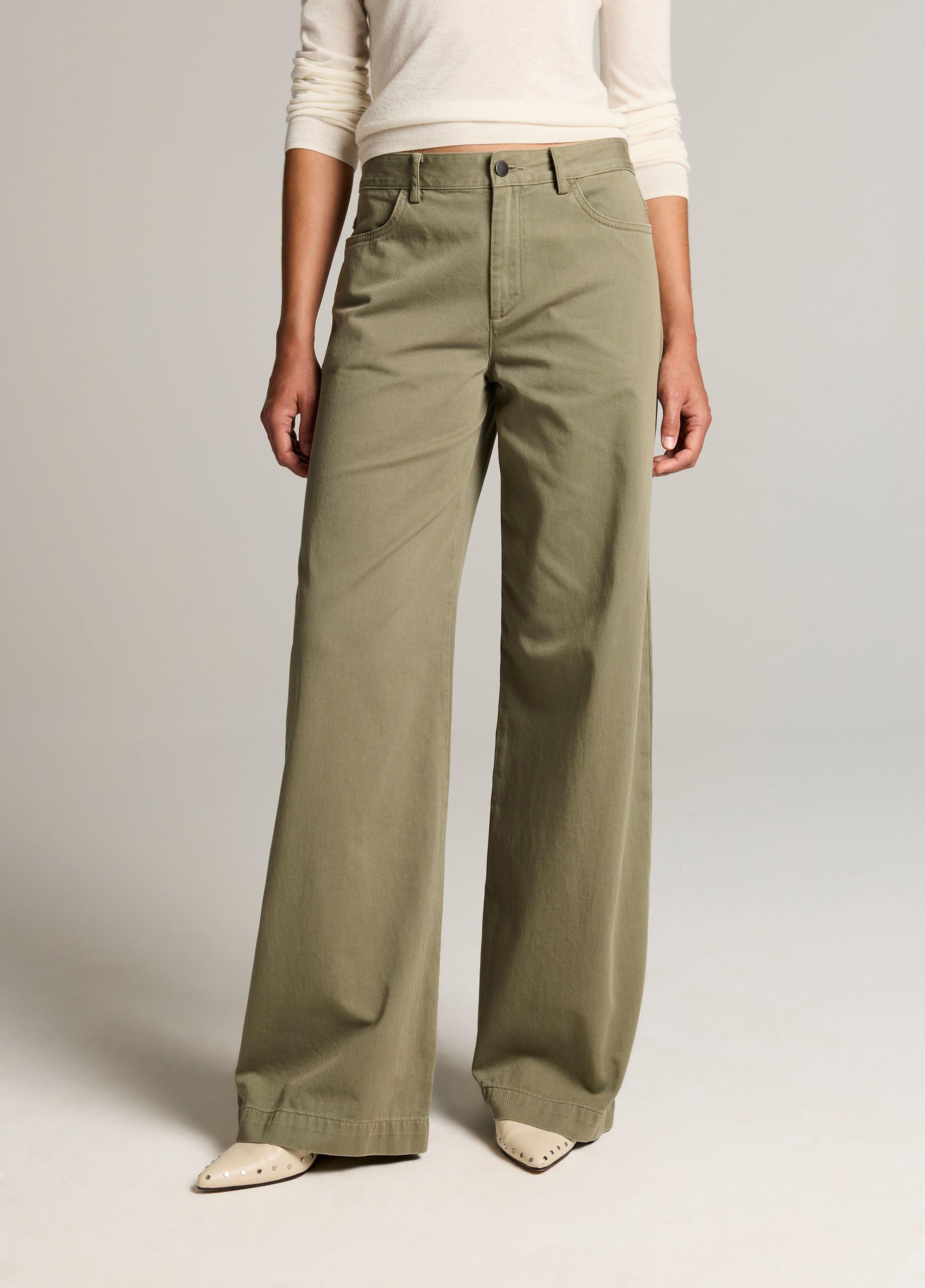Washed Cotton Twill Mid-Rise Wide-Leg Pant image number 3