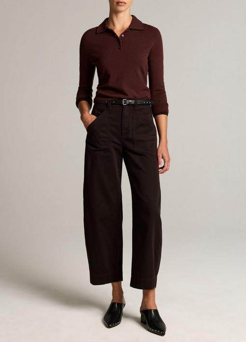 Washed Cotton Twill Mid-Rise Utility Pant