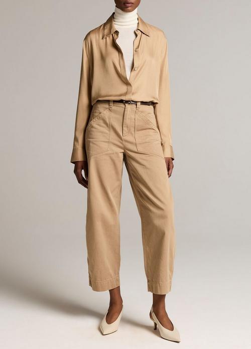 Washed Cotton Twill Mid-Rise Utility Pant