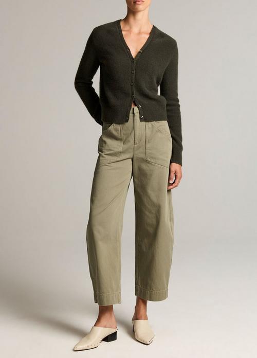 Washed Cotton Twill Mid-Rise Utility Pant