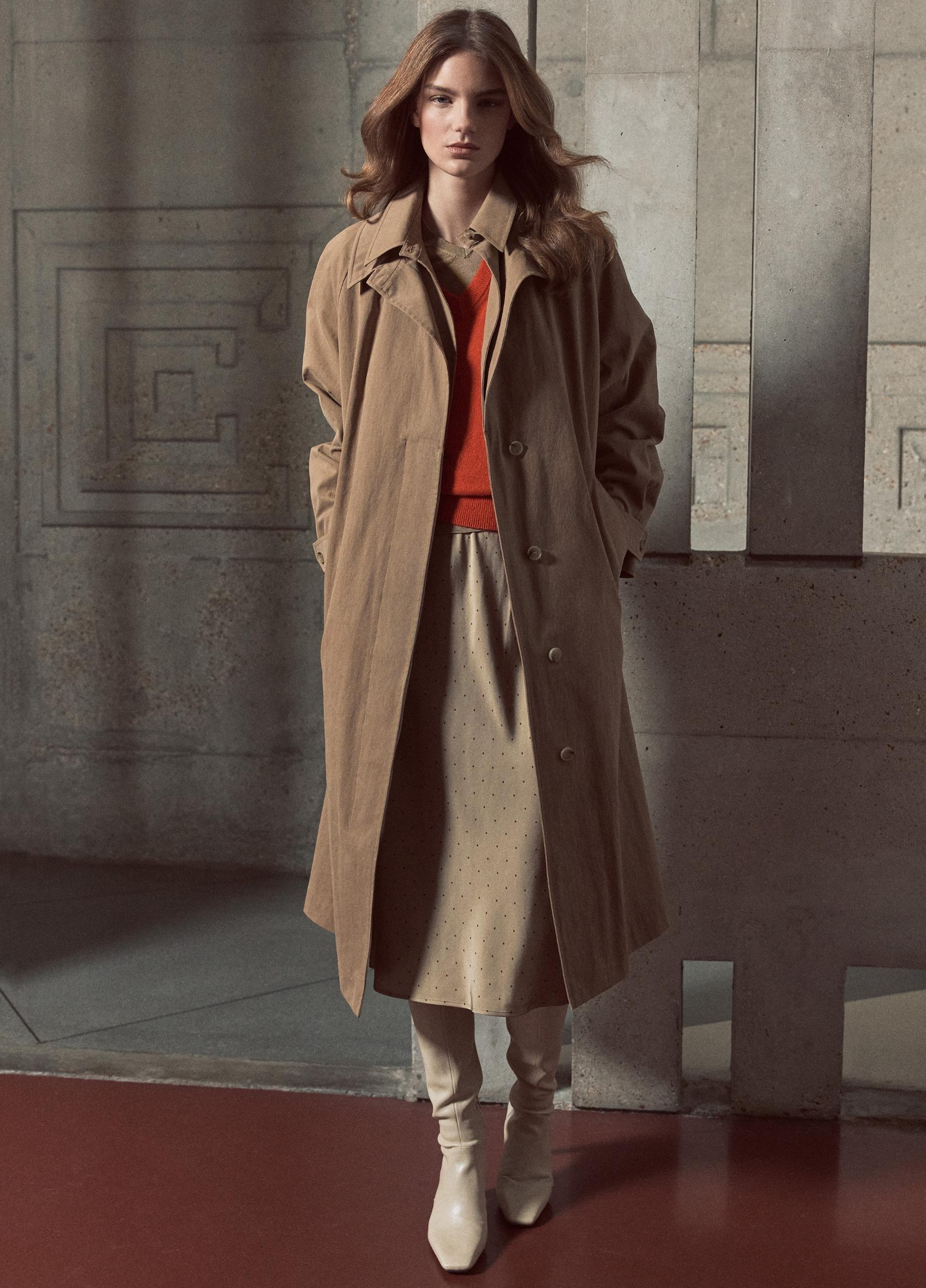 Double-Collar Cotton-Blend Trench Coat image number 4
