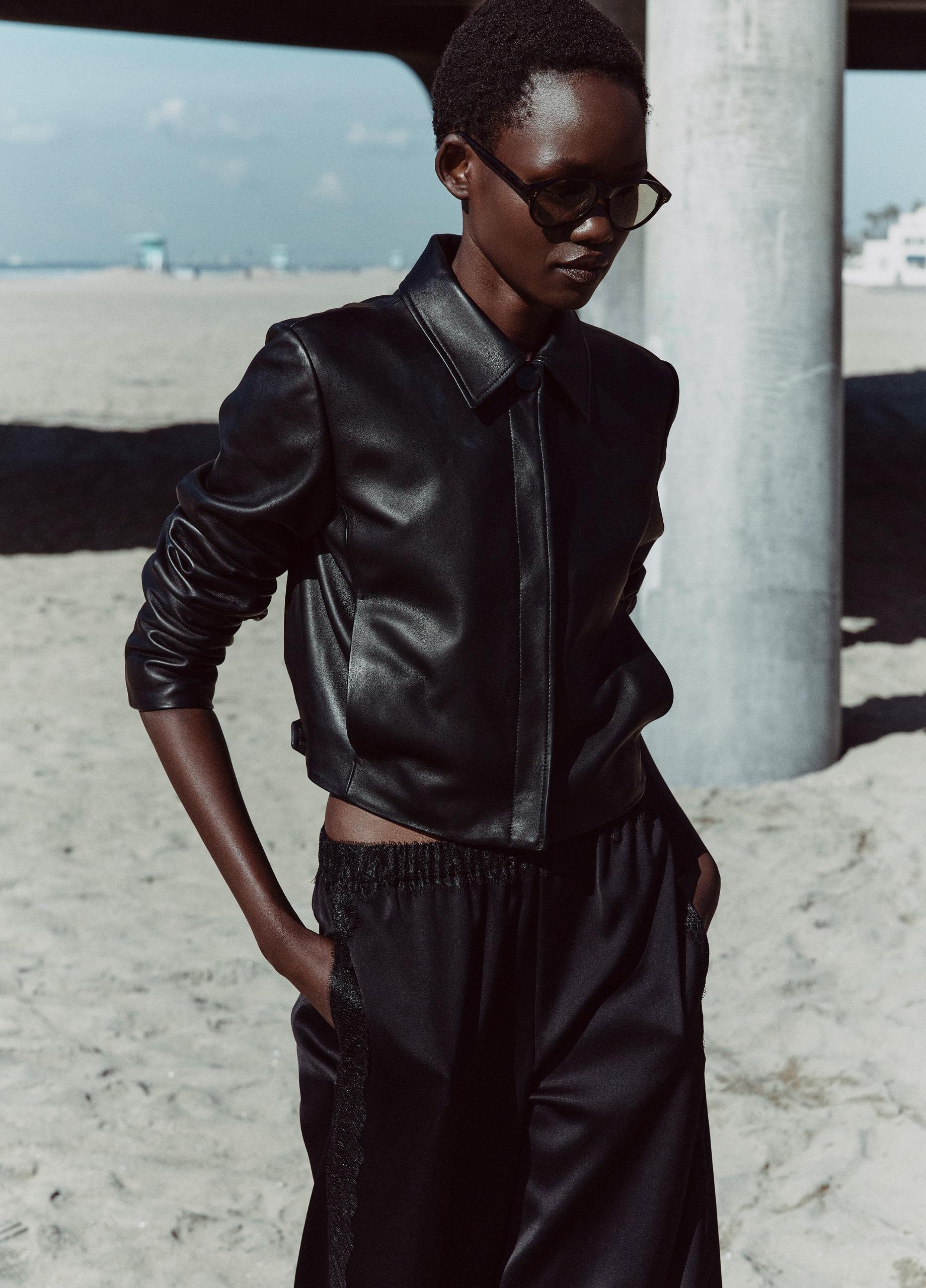 Leather Cropped Jacket image number 4