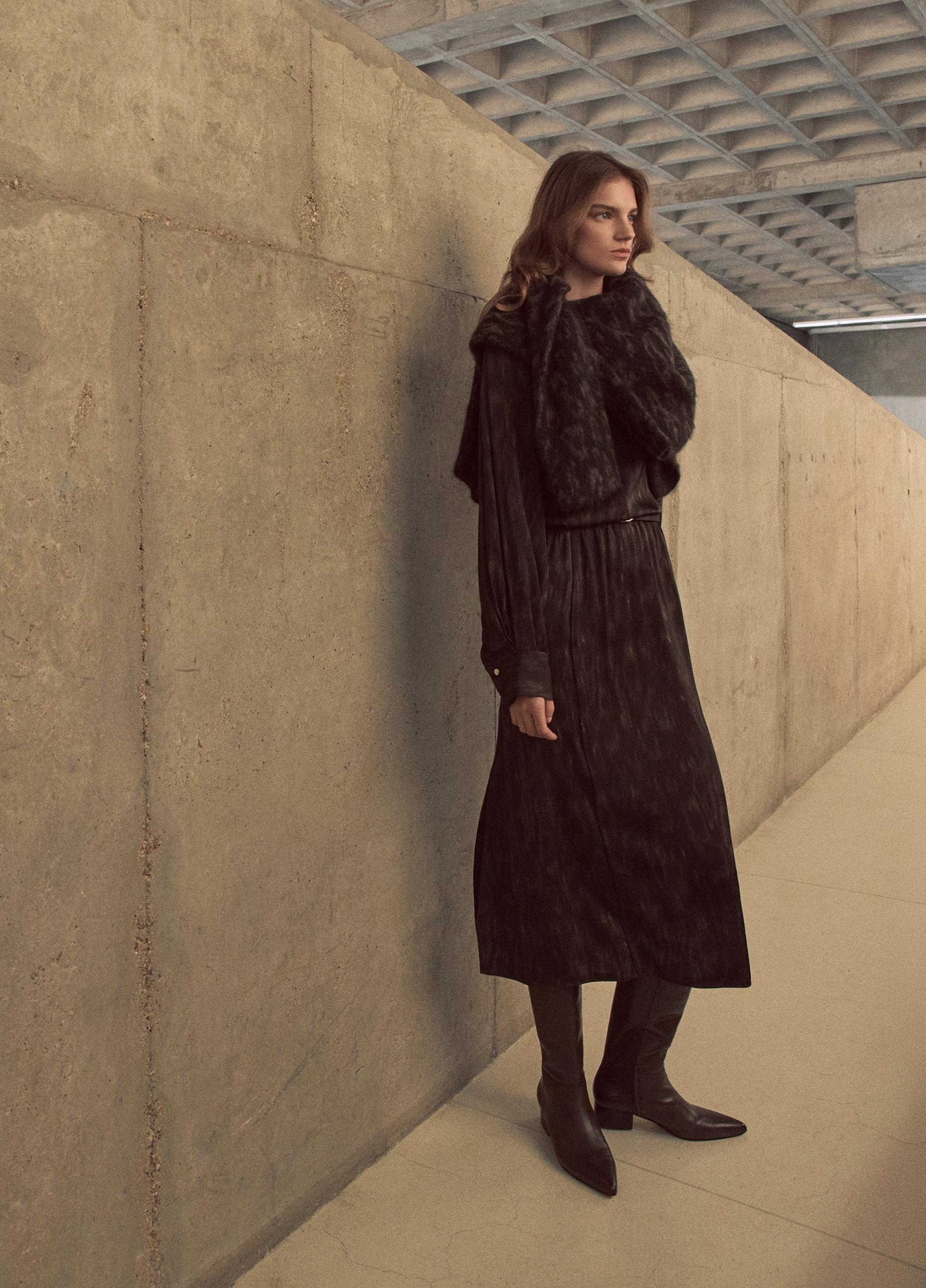 Spotted Matte Satin Slip Skirt image number 4