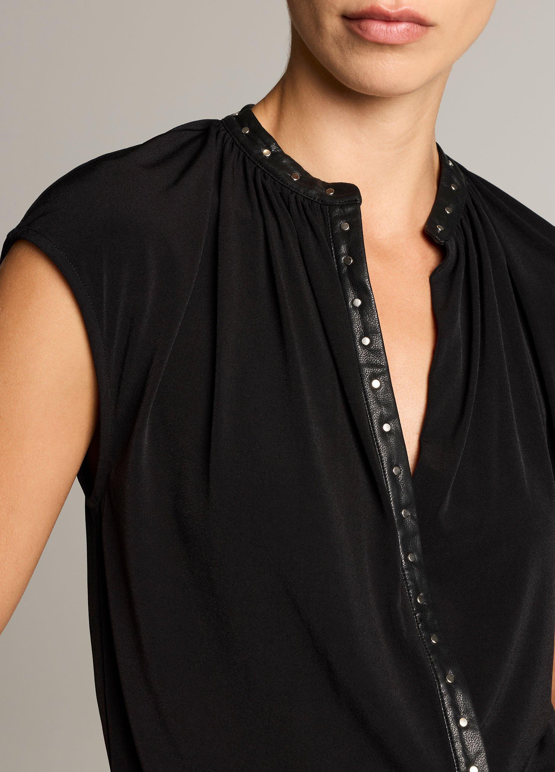 Studded Matte Jersey Cap-Sleeve Top image number 1