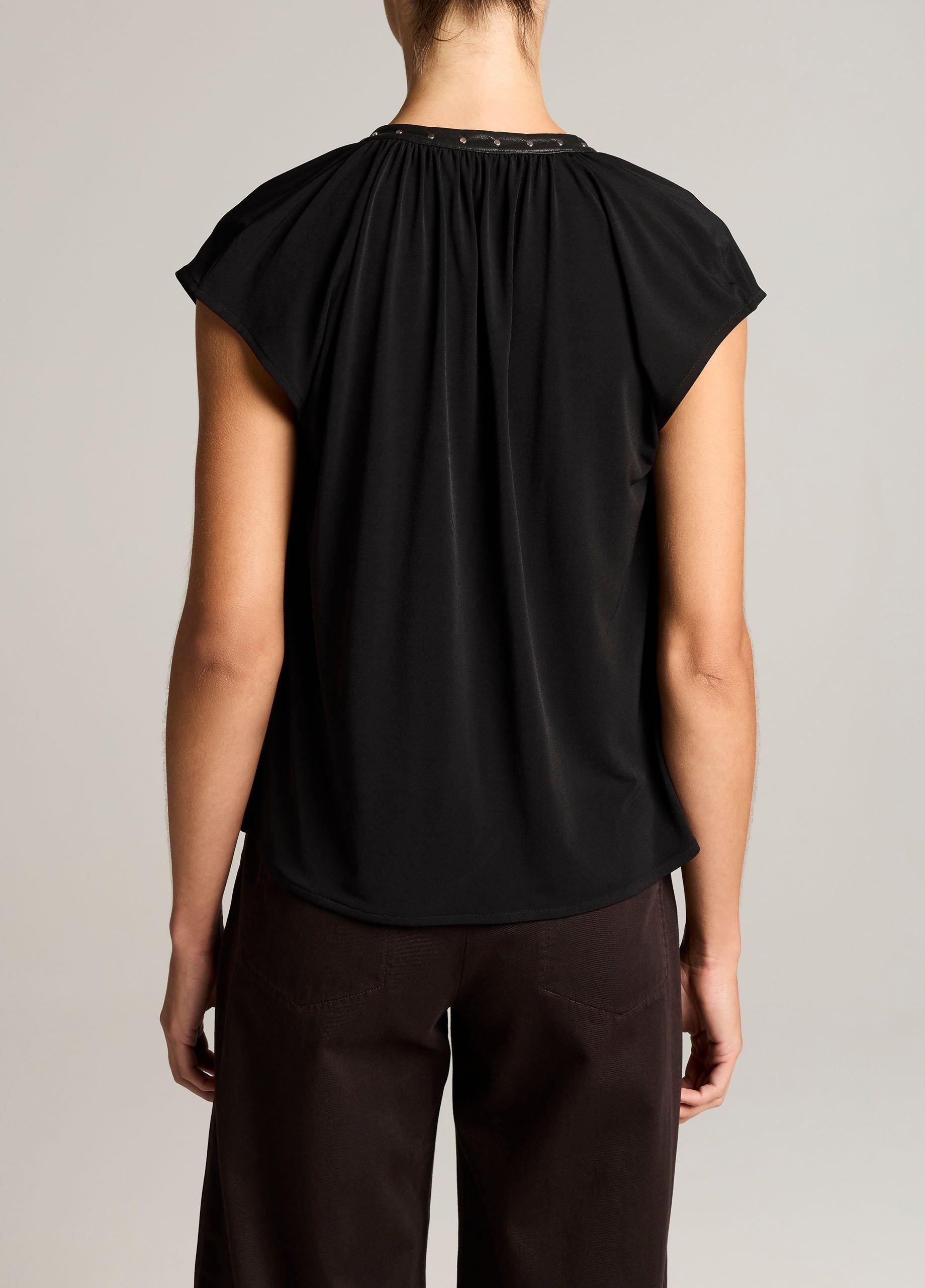 Studded Matte Jersey Cap-Sleeve Top image number 2