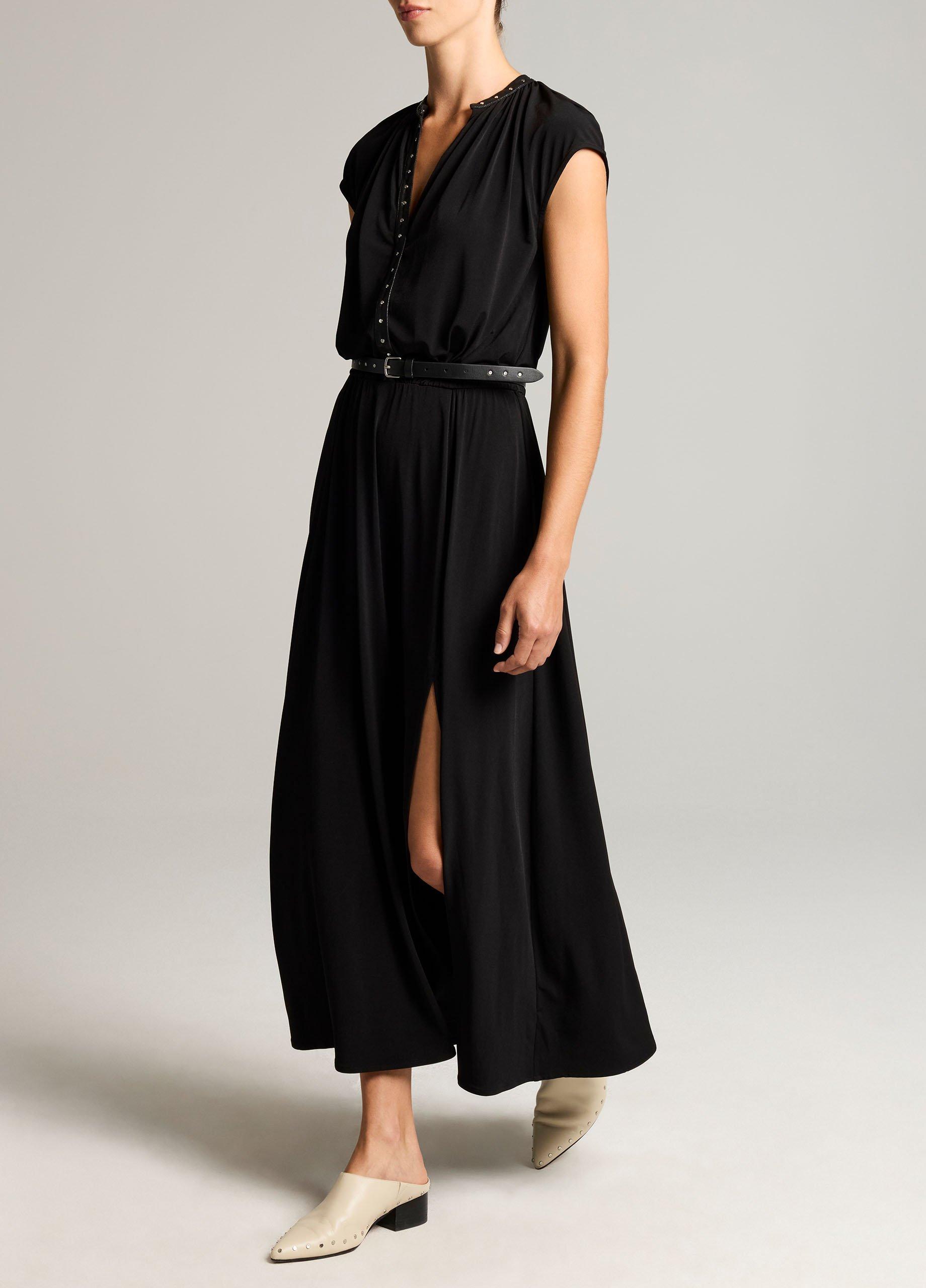 Studded Matte Jersey Cap-Sleeve Dress image number 1