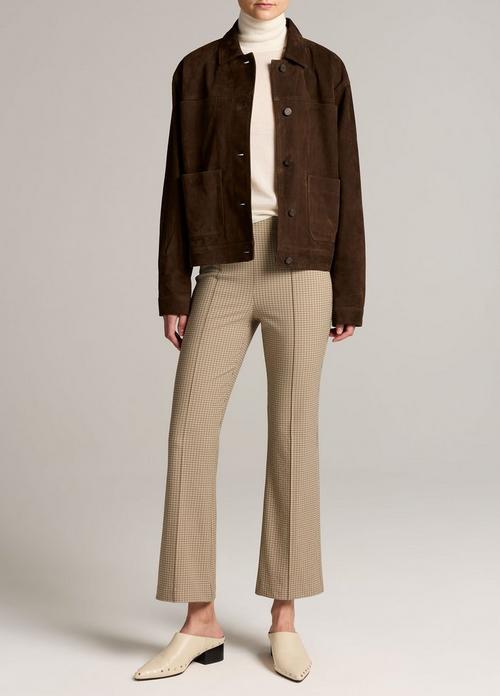 Niki Plaid Mid-Rise Crop Flare Pant
