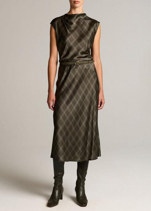 Diamond Plaid Matte Satin Slip Skirt