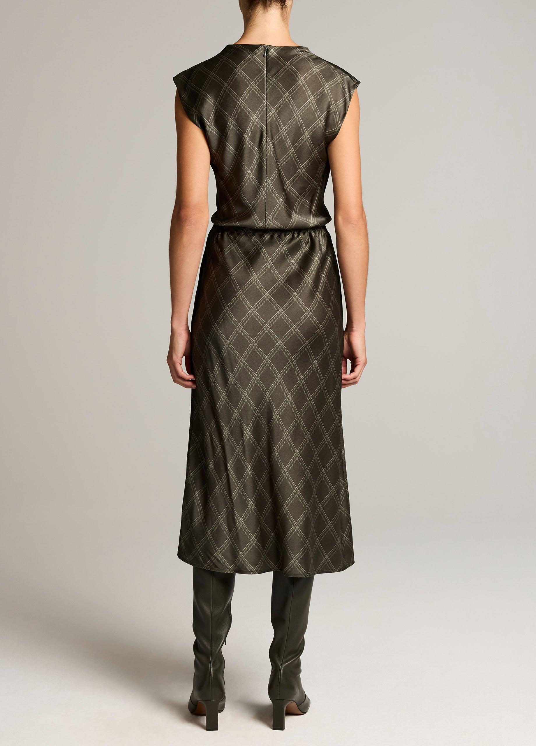 Diamond Plaid Matte Satin Slip Skirt image number 2