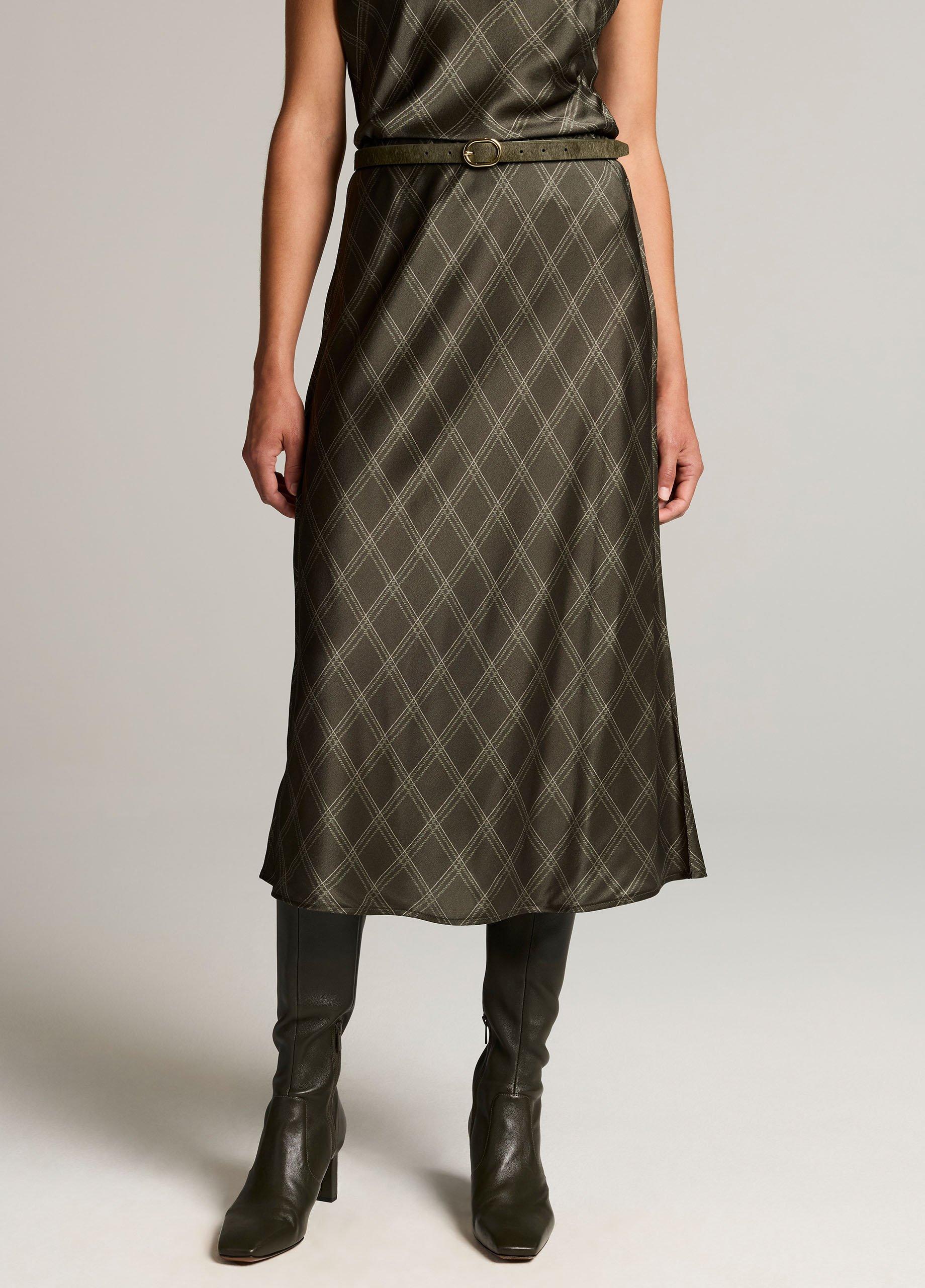 Diamond Plaid Matte Satin Slip Skirt image number 3