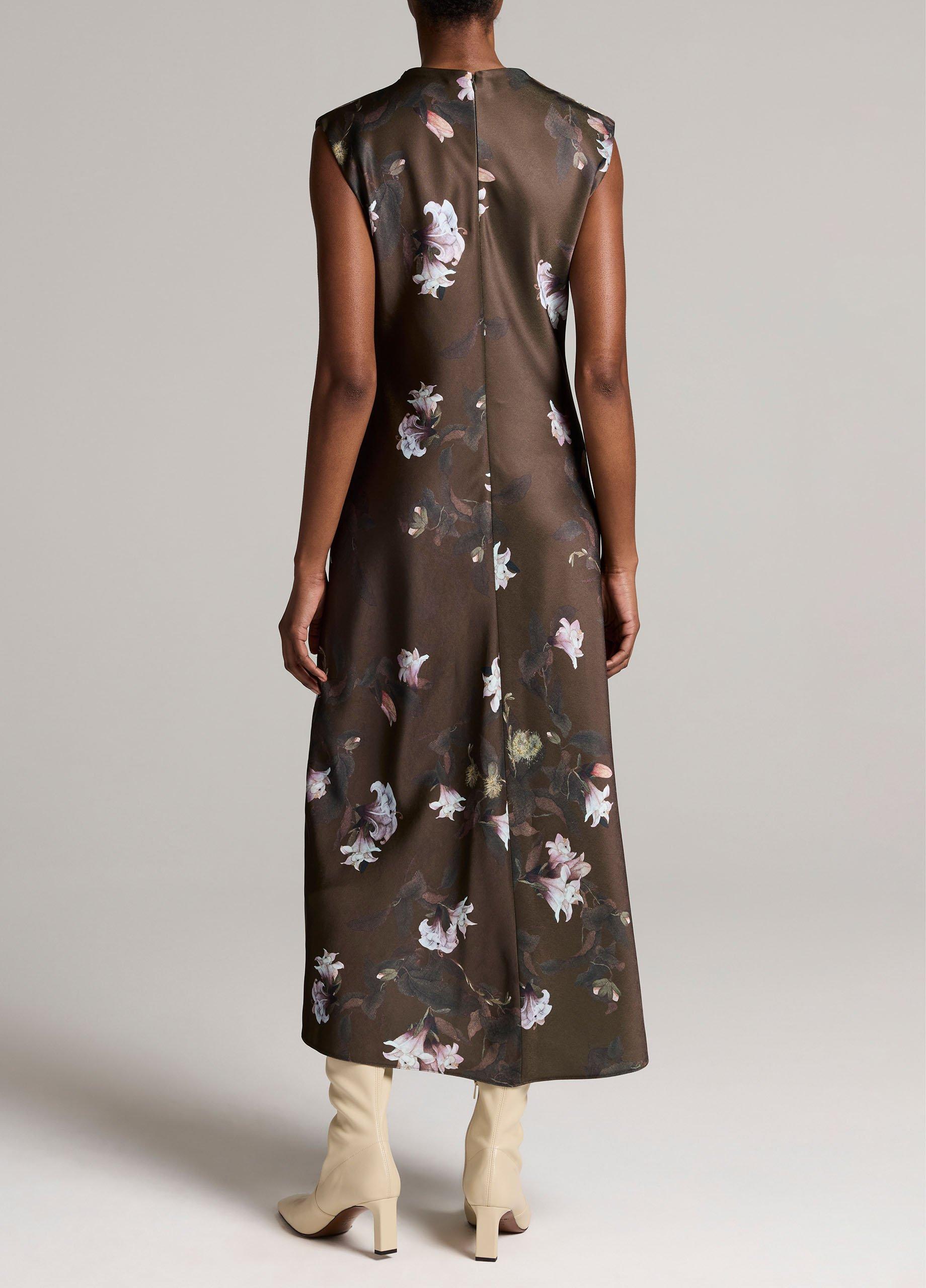 Lily Vine Satin Draped Funnel-Neck Dress image number 2