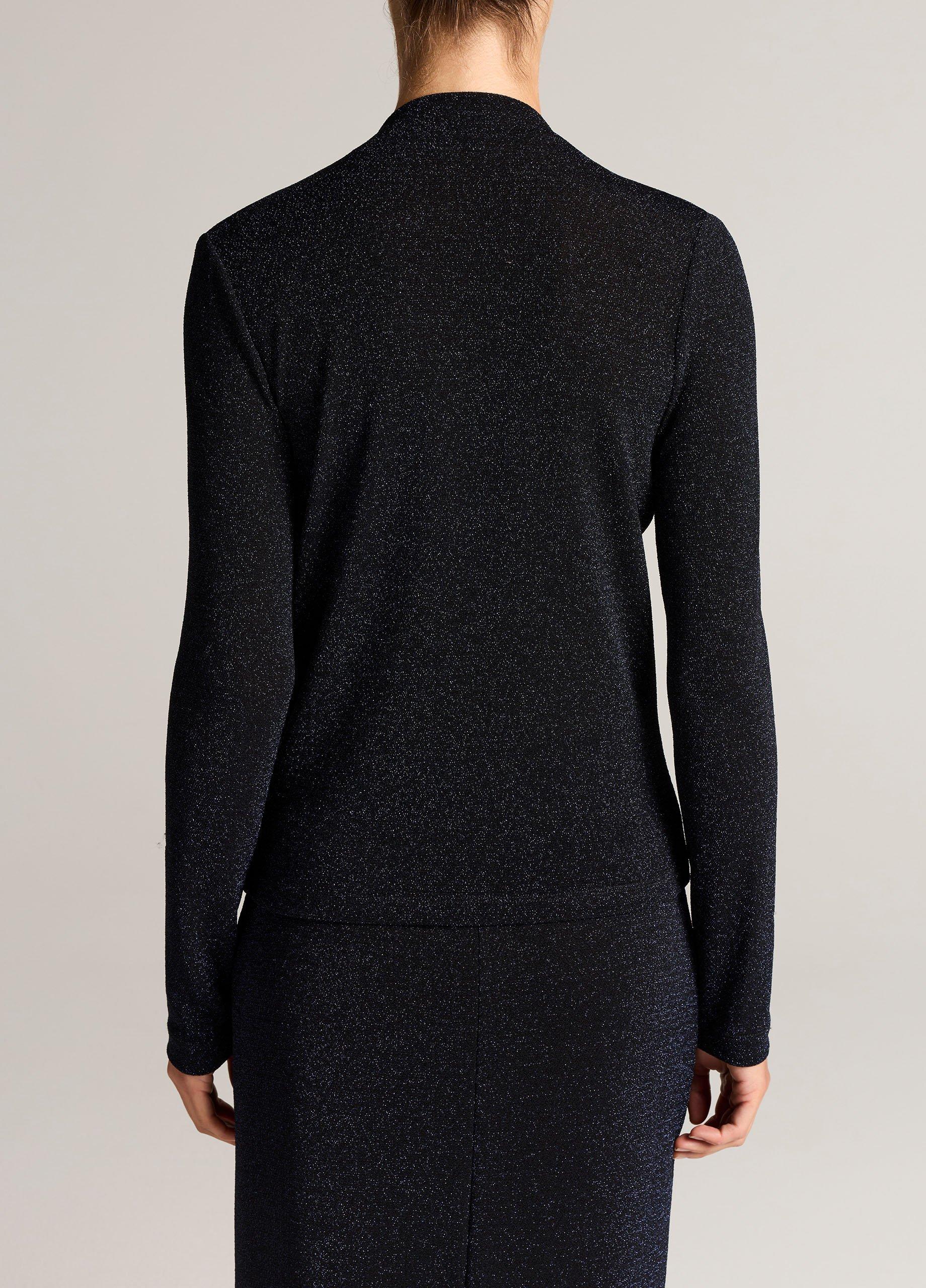 Metallic Jersey Twist-Neck Long-Sleeve Top image number 2