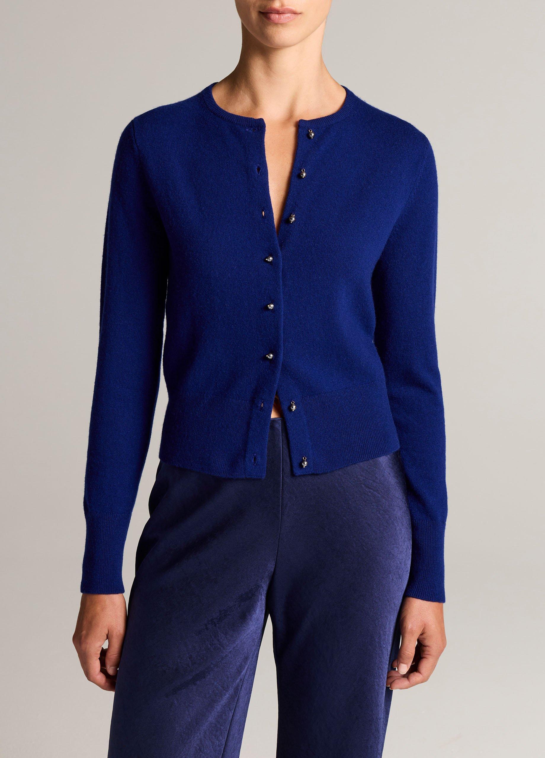 Pearl Drop-Button Wool & Cashmere-Blend Cardigan image number 0