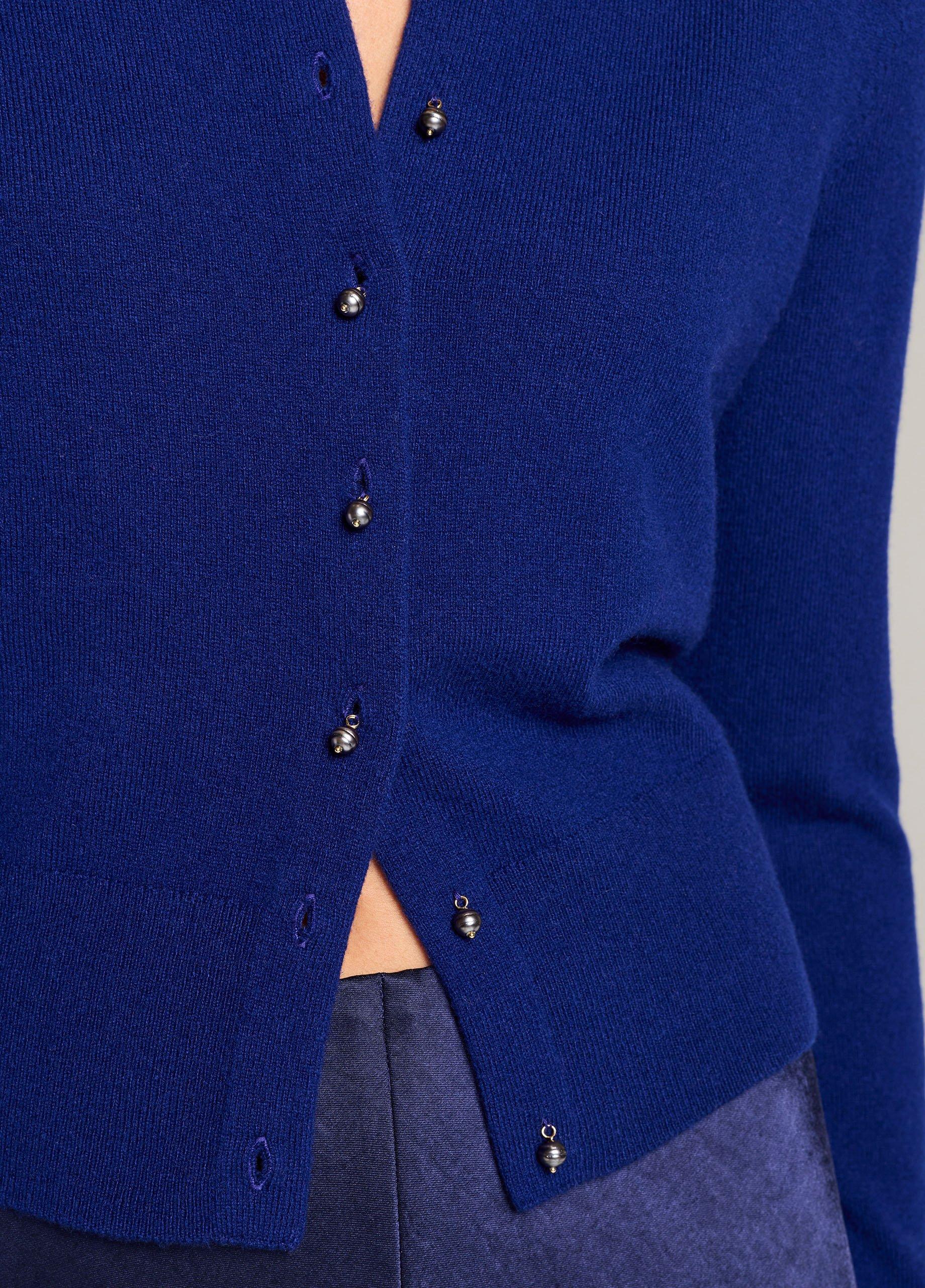 Pearl Drop-Button Wool & Cashmere-Blend Cardigan image number 1