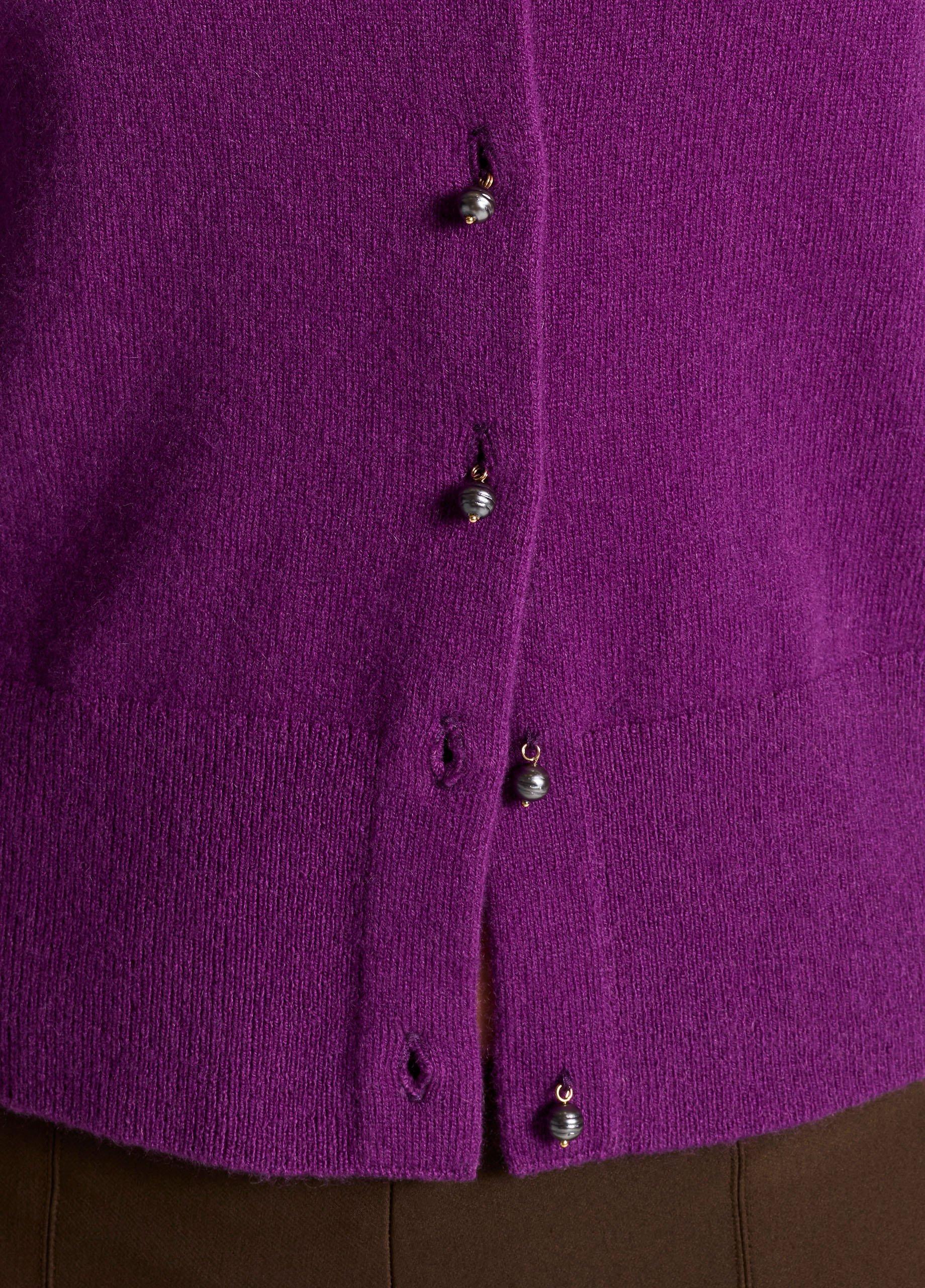 Pearl Drop-Button Wool & Cashmere-Blend Cardigan image number 1