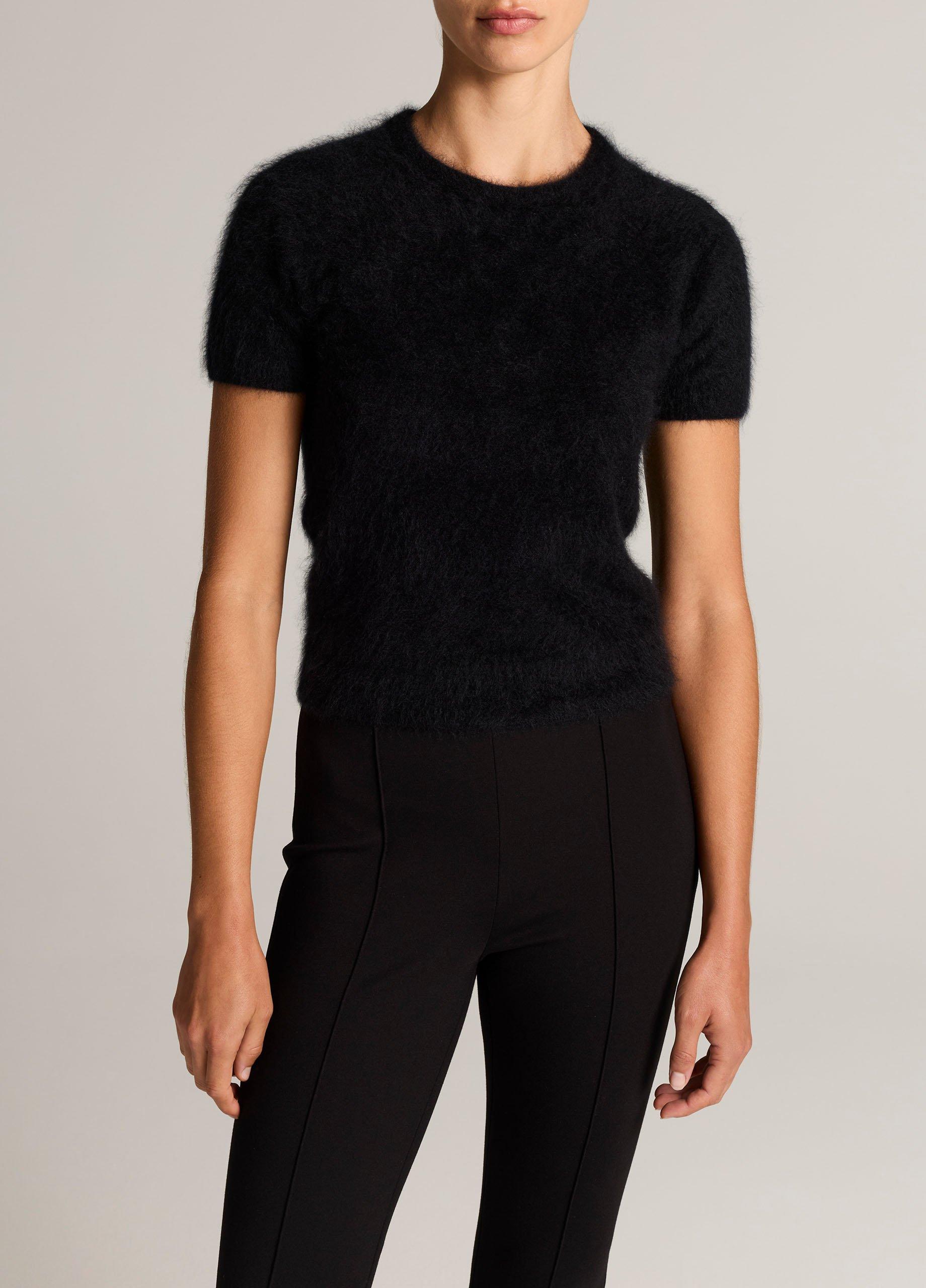 Brushed Cashmere Short-Sleeve Sweater image number 0