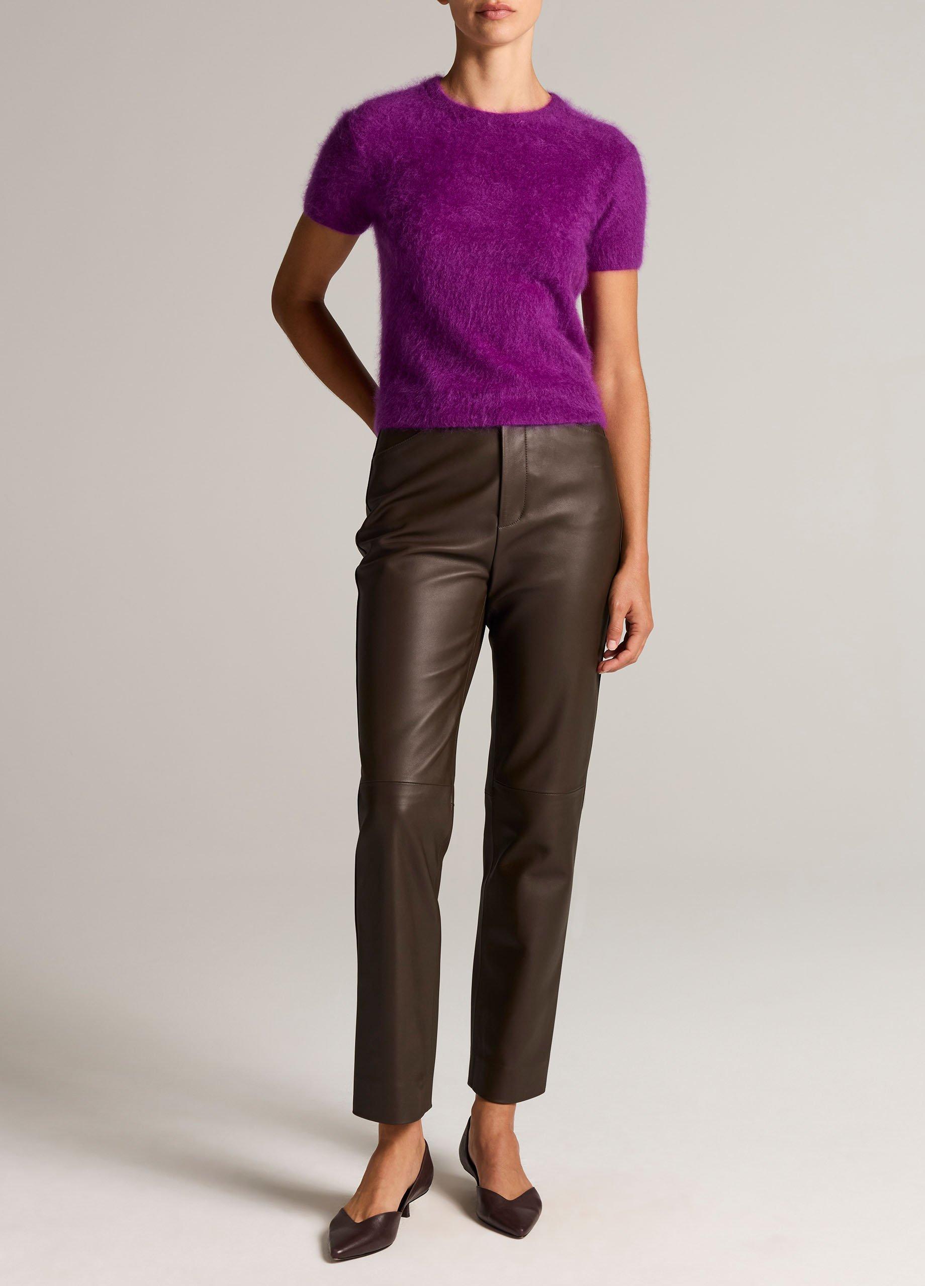 Brushed Cashmere Short-Sleeve Sweater image number 3